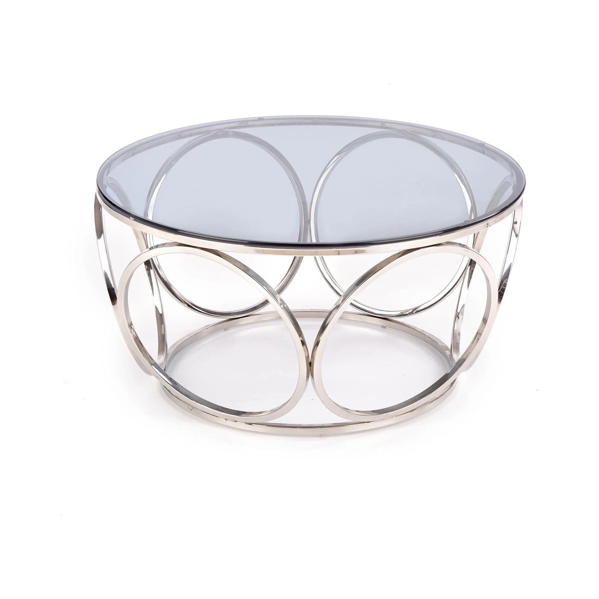 Masuta cafea VENUS argintiu/transparent, sticla/otel, 80x44 cm