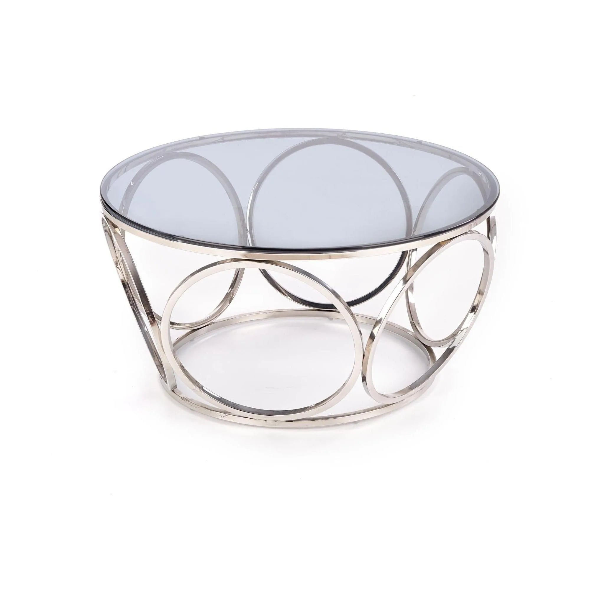 Masuta cafea VENUS argintiu/transparent, sticla/otel, 80x44 cm