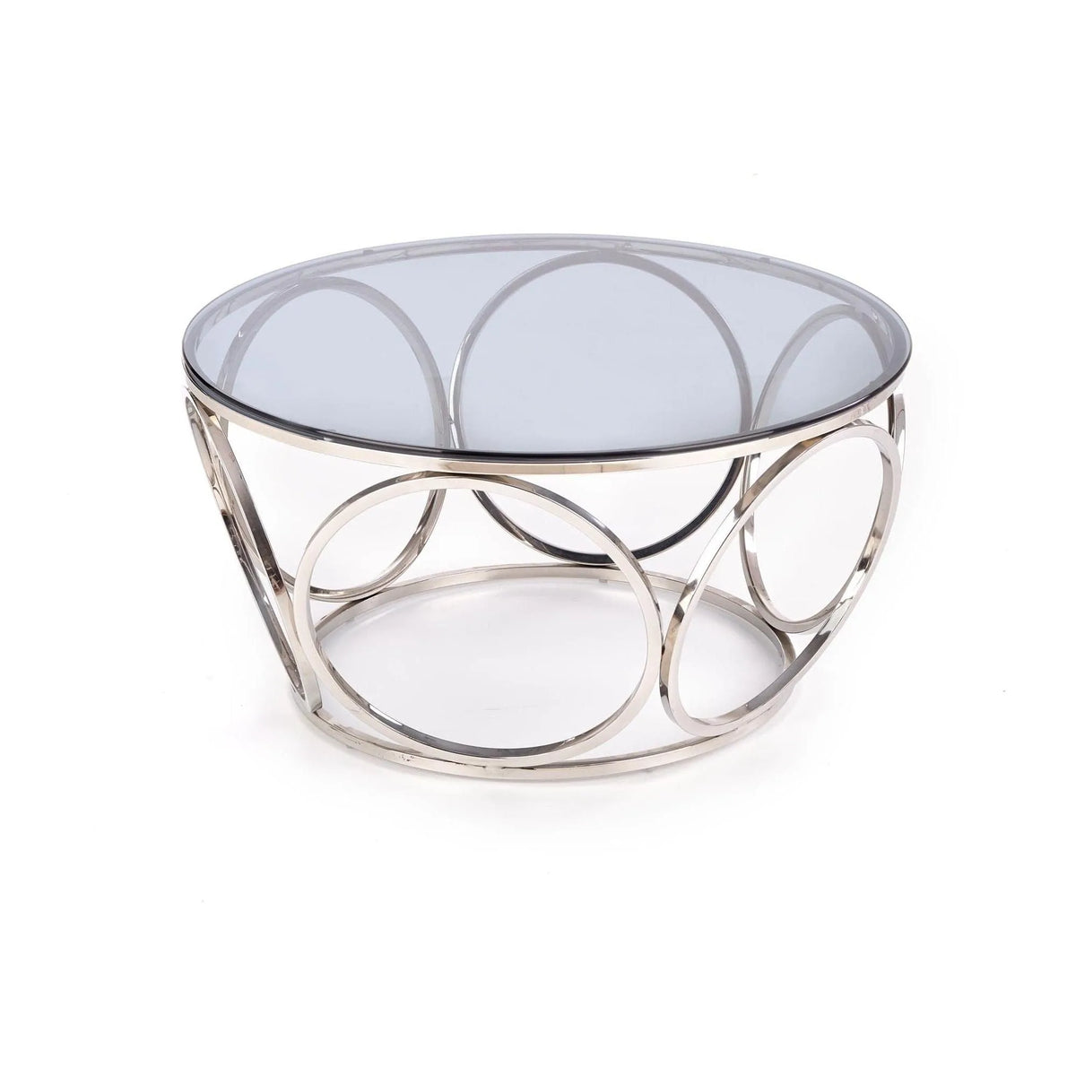 Masuta cafea VENUS argintiu/transparent, sticla/otel, 80x44 cm