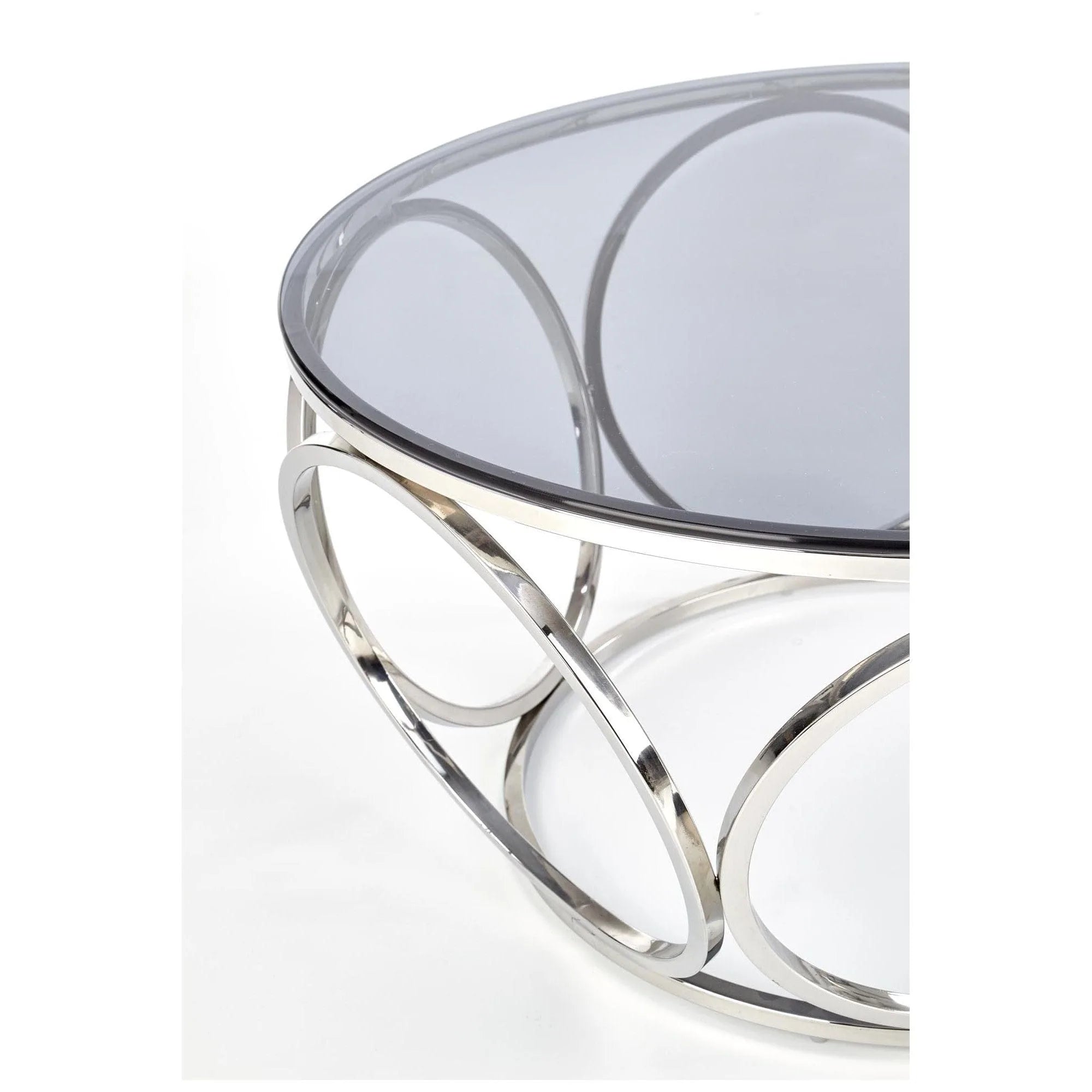 Masuta cafea VENUS argintiu/transparent, sticla/otel, 80x44 cm