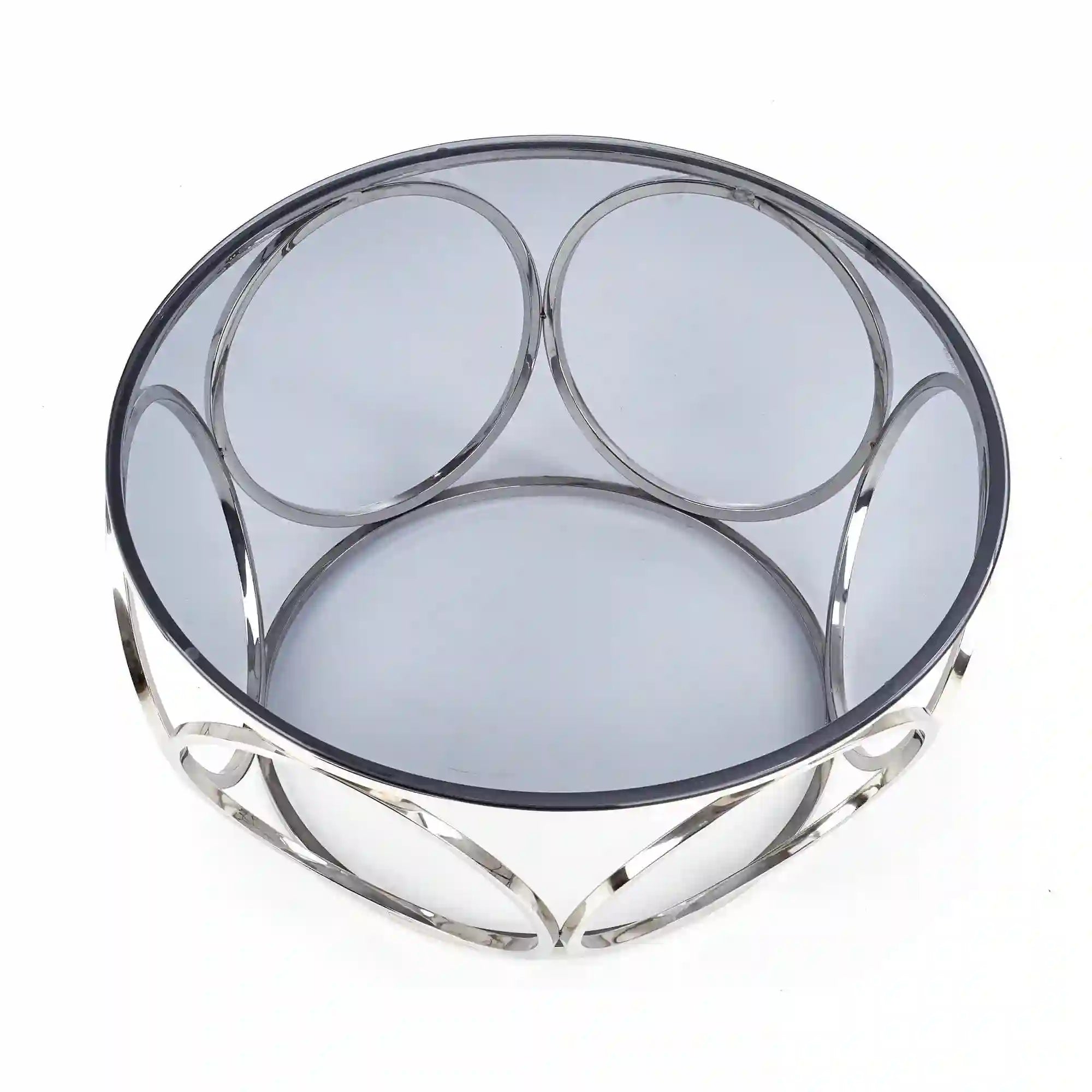 Masuta cafea VENUS argintiu/transparent, sticla/otel, 80x44 cm