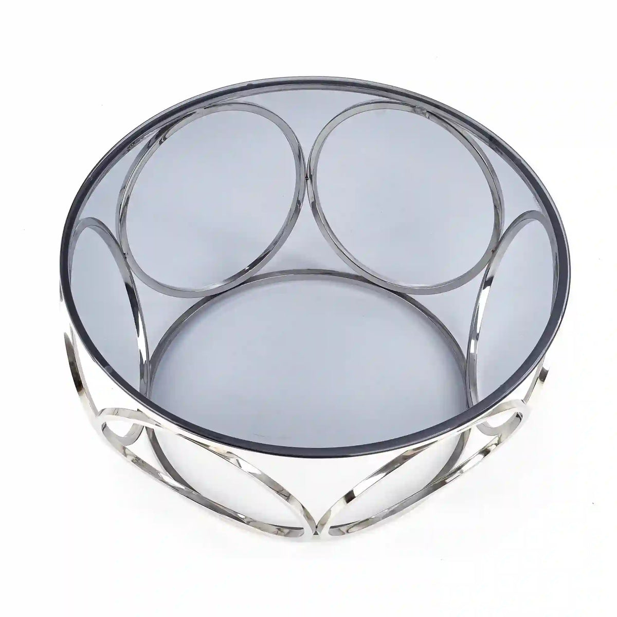 Masuta cafea VENUS argintiu/transparent, sticla/otel, 80x44 cm