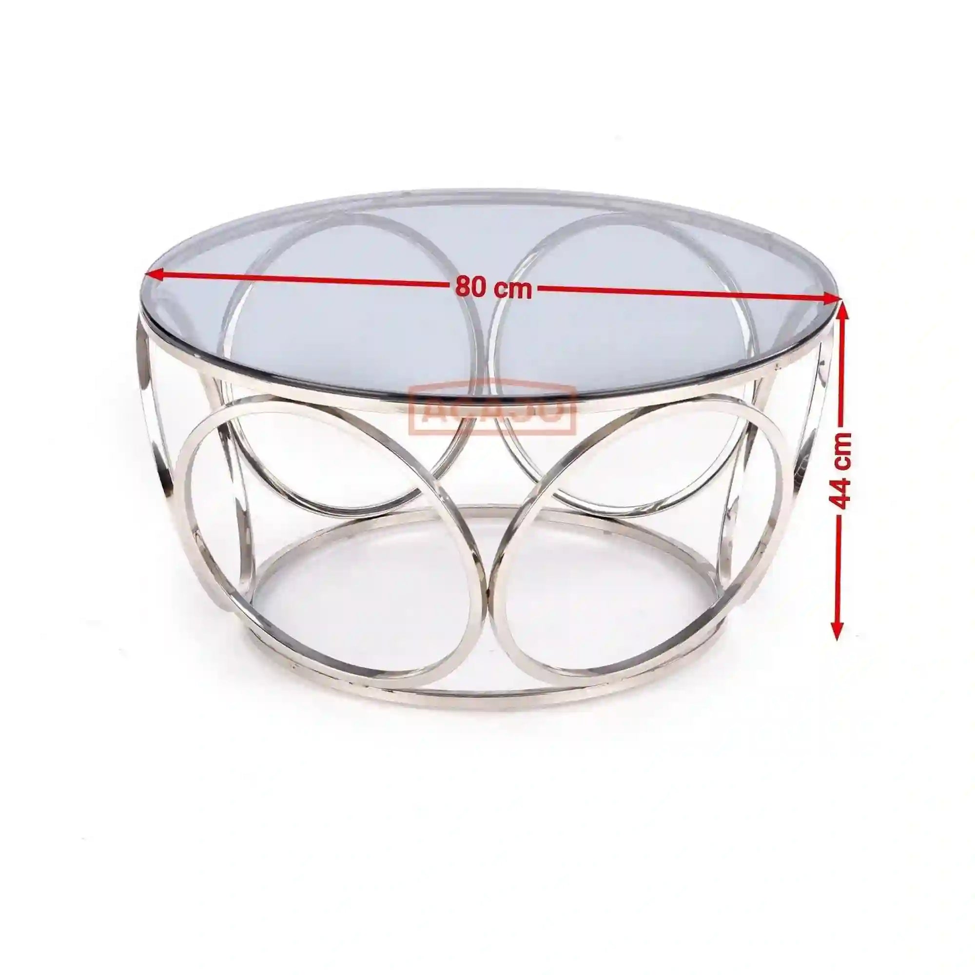 Masuta cafea VENUS argintiu/transparent, sticla/otel, 80x44 cm