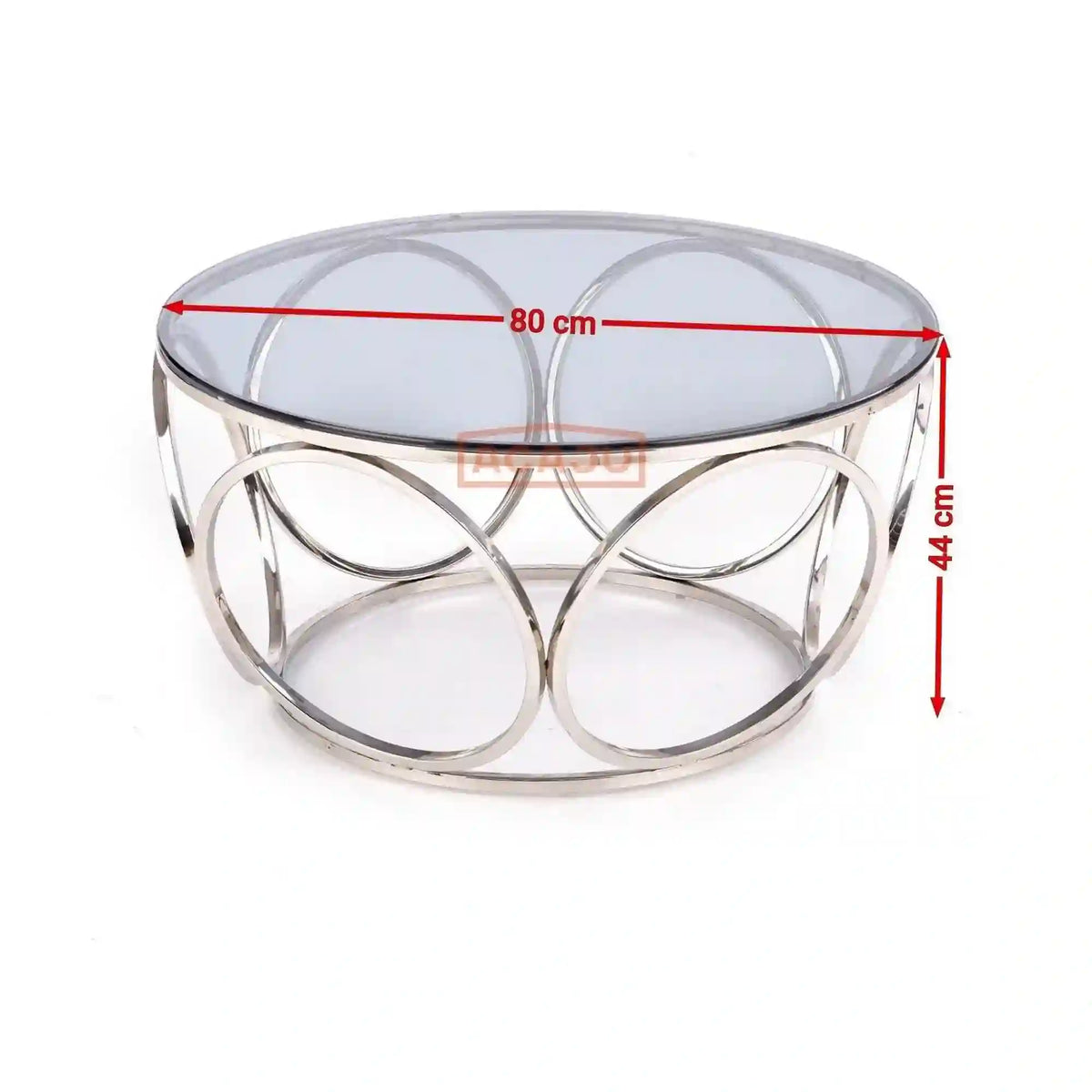 Masuta cafea VENUS argintiu/transparent, sticla/otel, 80x44 cm