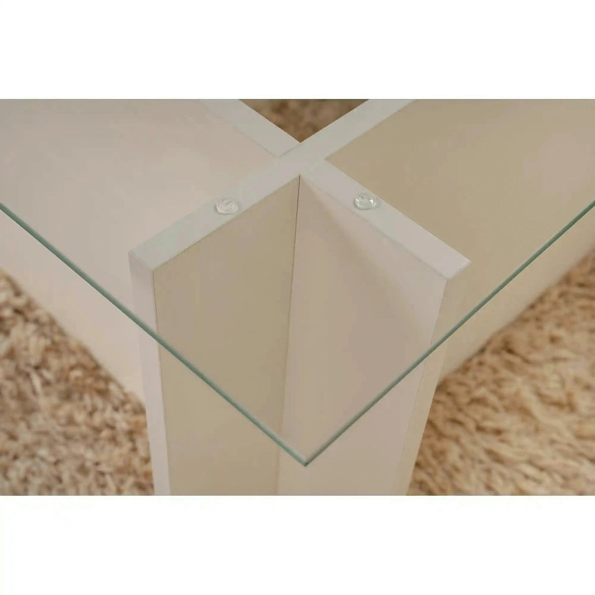 Masuta cafea VETRINO, alb/transparent, sticla/PAL, 105x65x40 cm
