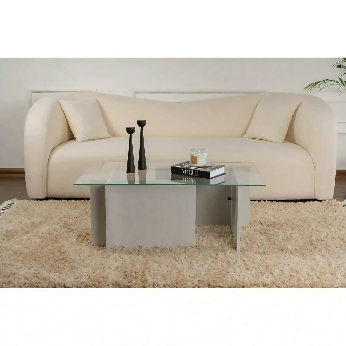 Masuta cafea VETRINO, gri/transparent, sticla/PAL, 105x65x40 cm