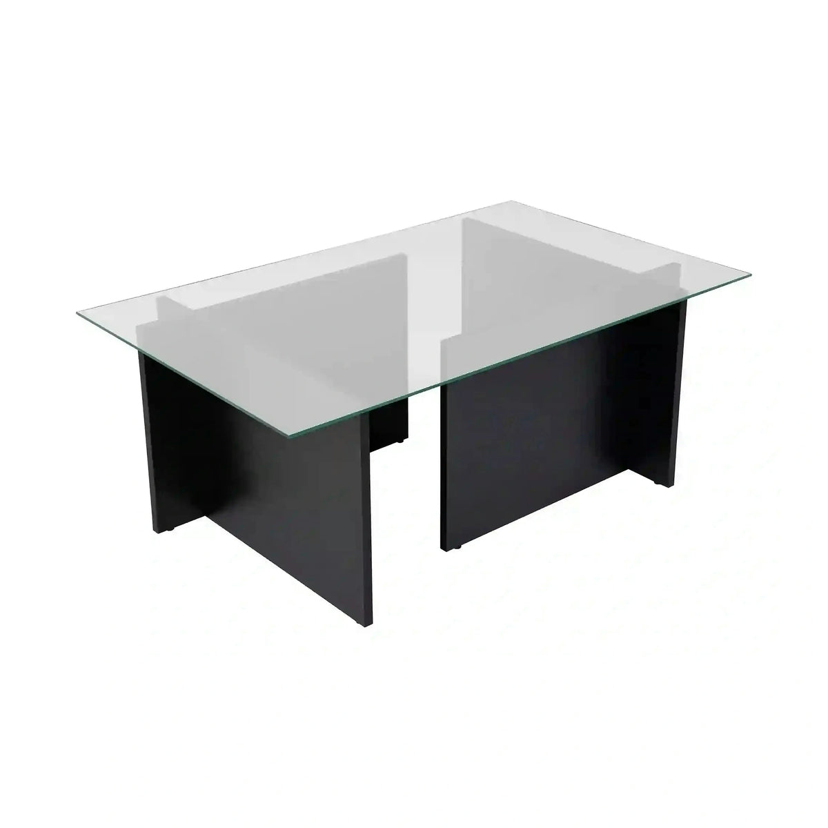 Masuta cafea VETRINO, negru/transparent, PAL/sticla, 105x65x40 cm