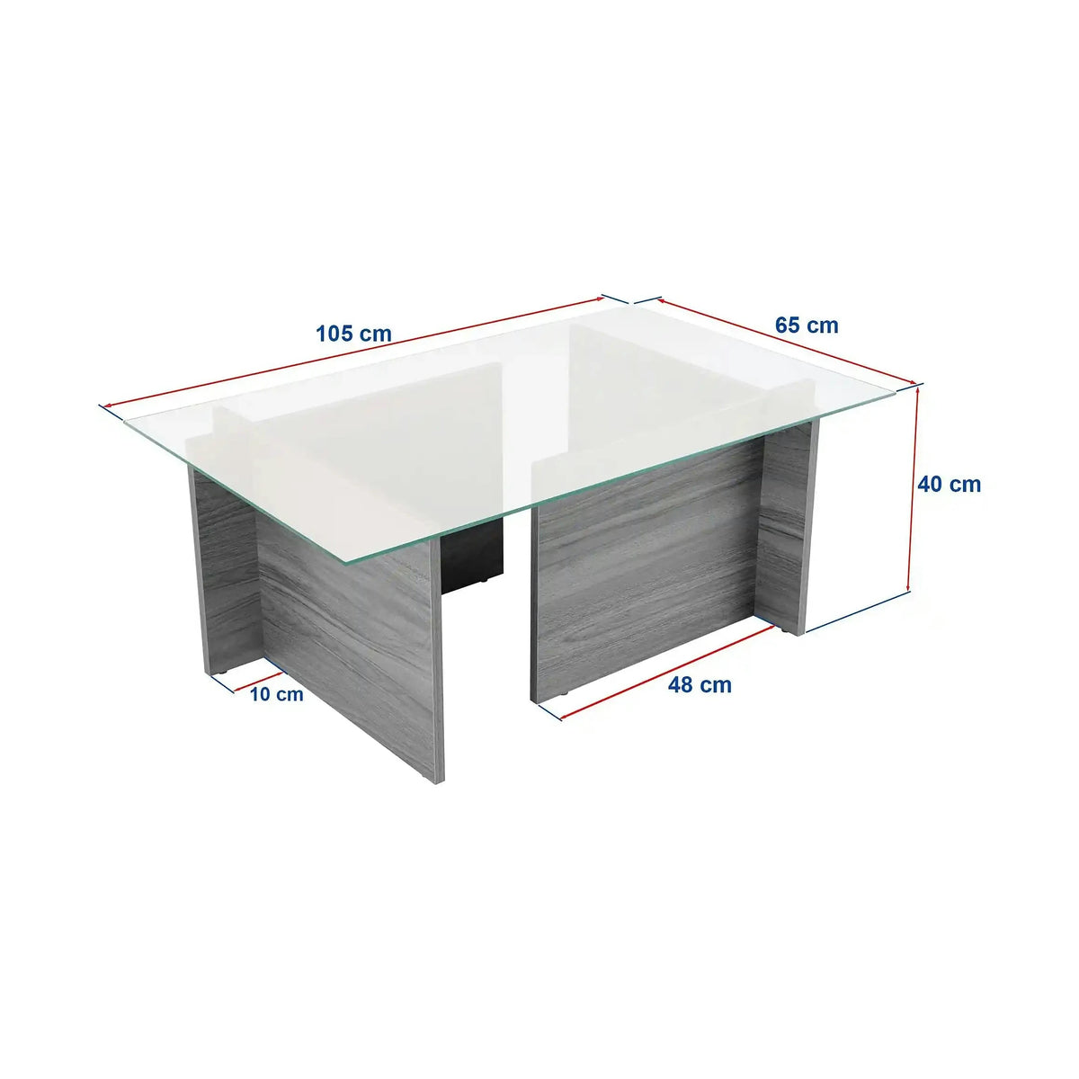 Masuta cafea VETRINO, negru/transparent, PAL/sticla, 105x65x40 cm