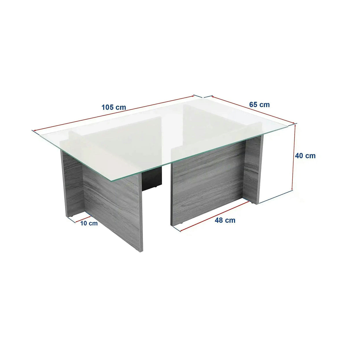 Masuta cafea VETRINO, negru/transparent, PAL/sticla, 105x65x40 cm