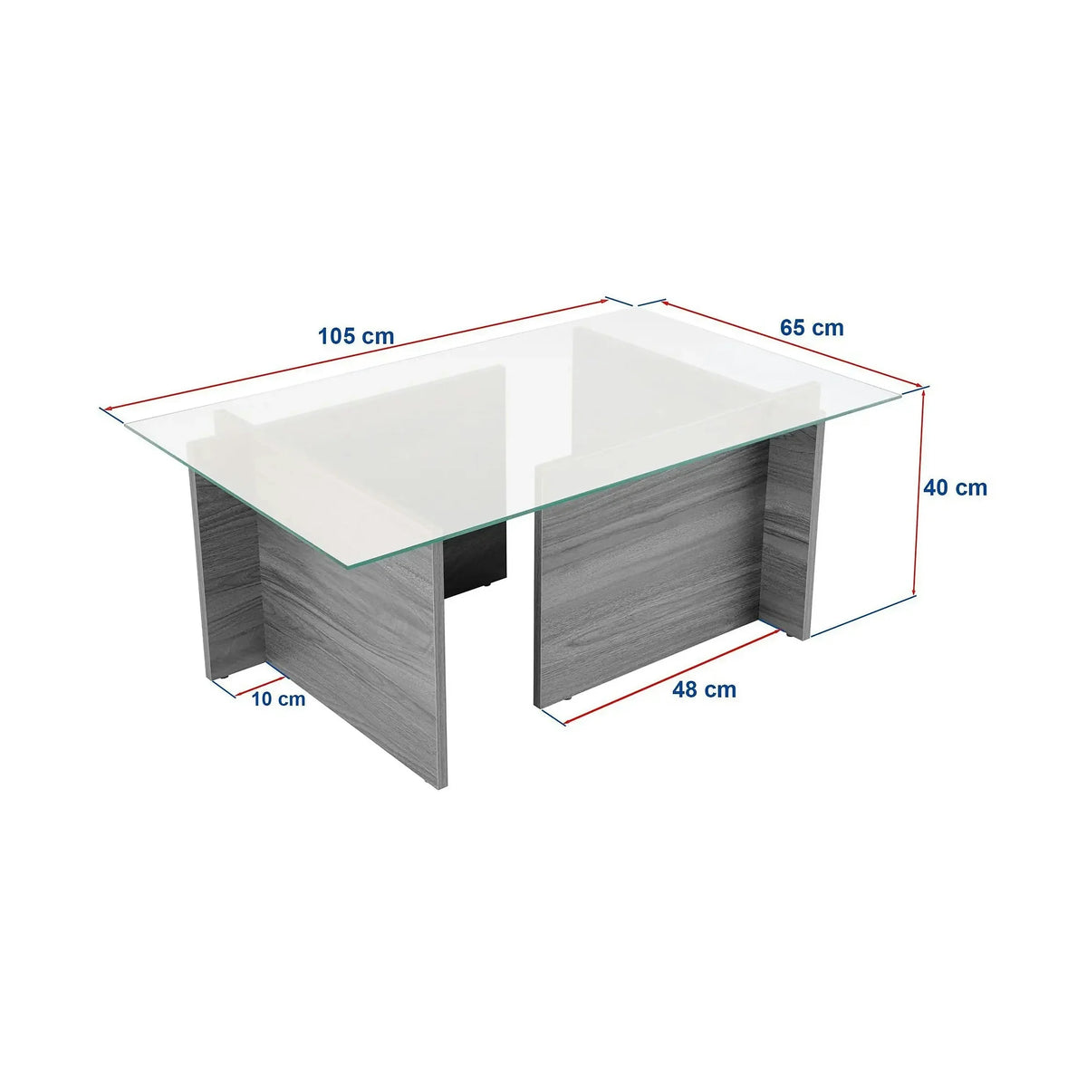 Masuta cafea VETRINO, stejar miere/transparent, sticla/PAL, 105x65x40 cm