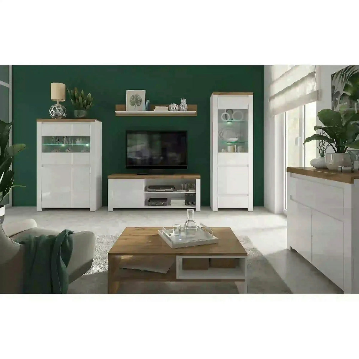 Masuta cafea Vigo, alb/stejar wotan, PAL laminat, 90x60x36 cm