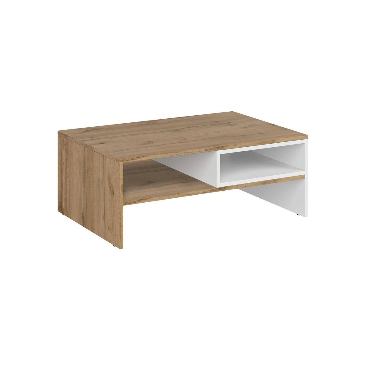 Masuta cafea Vigo, alb/stejar wotan, PAL laminat, 90x60x36 cm