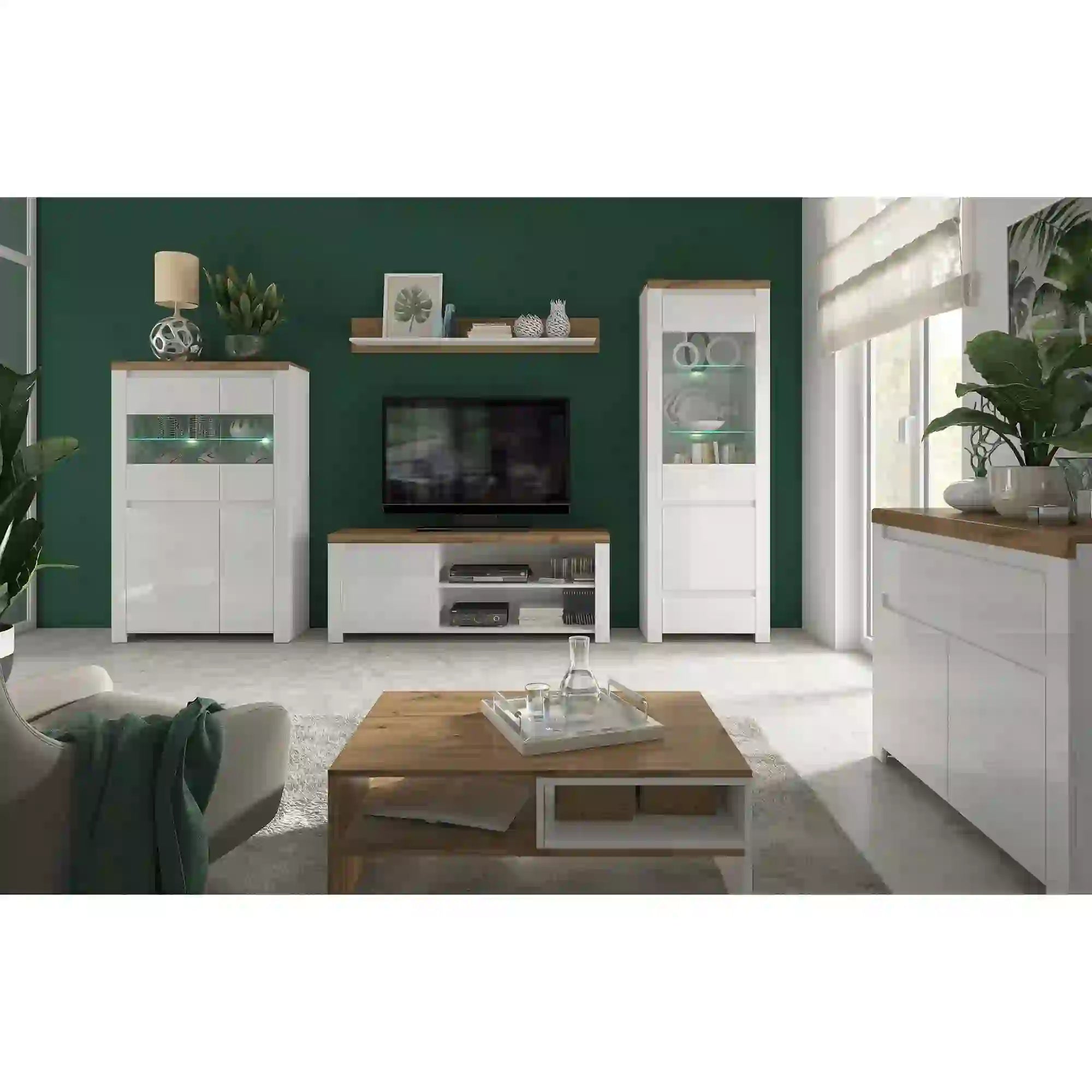 Masuta cafea Vigo, alb/stejar wotan, PAL laminat, 90x60x36 cm