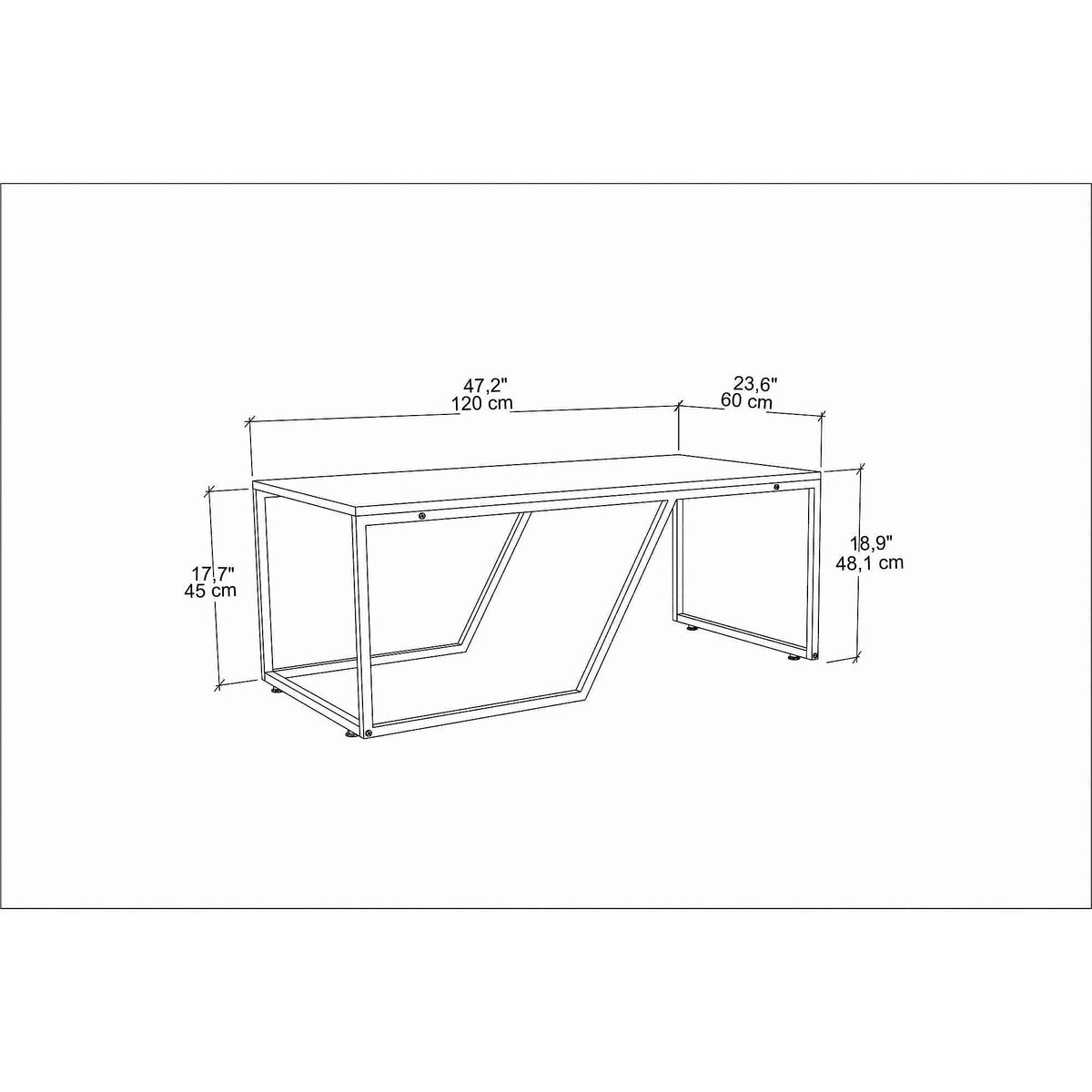 Masuta cafea Wendy, alb cu efect de marmura/auriu, PAL melaminat, 120x60x48 cm