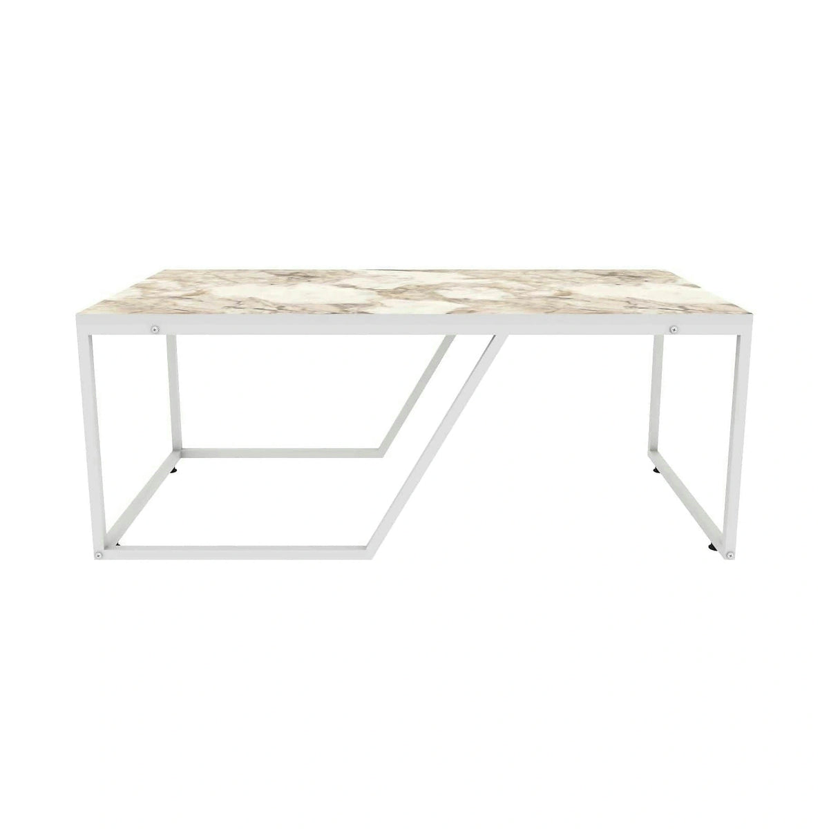 Masuta cafea Wendy, alb cu efect de marmura, PAL melaminat, 120x60x48 cm
