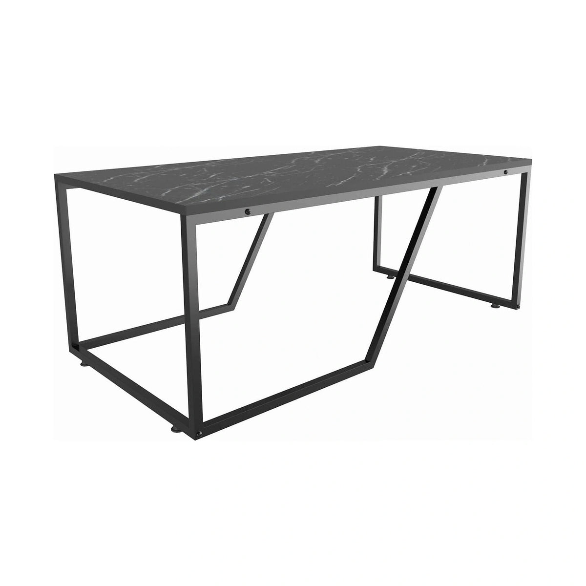 Masuta cafea Wendy, negru cu efect de marmura, PAL melaminat, 120x60x48 cm