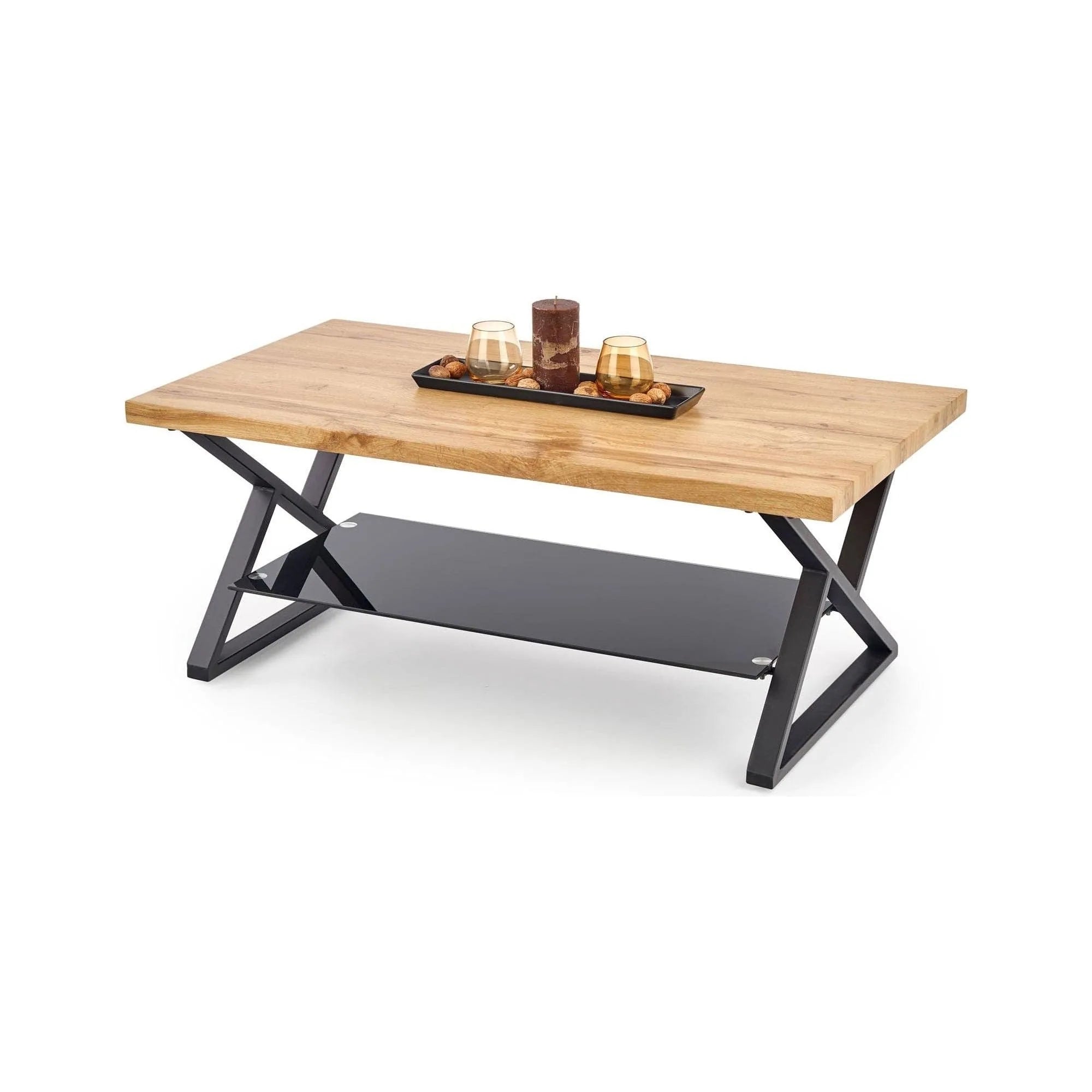 Masuta cafea XENA, negru/stejar natural, 110x60x45 cm