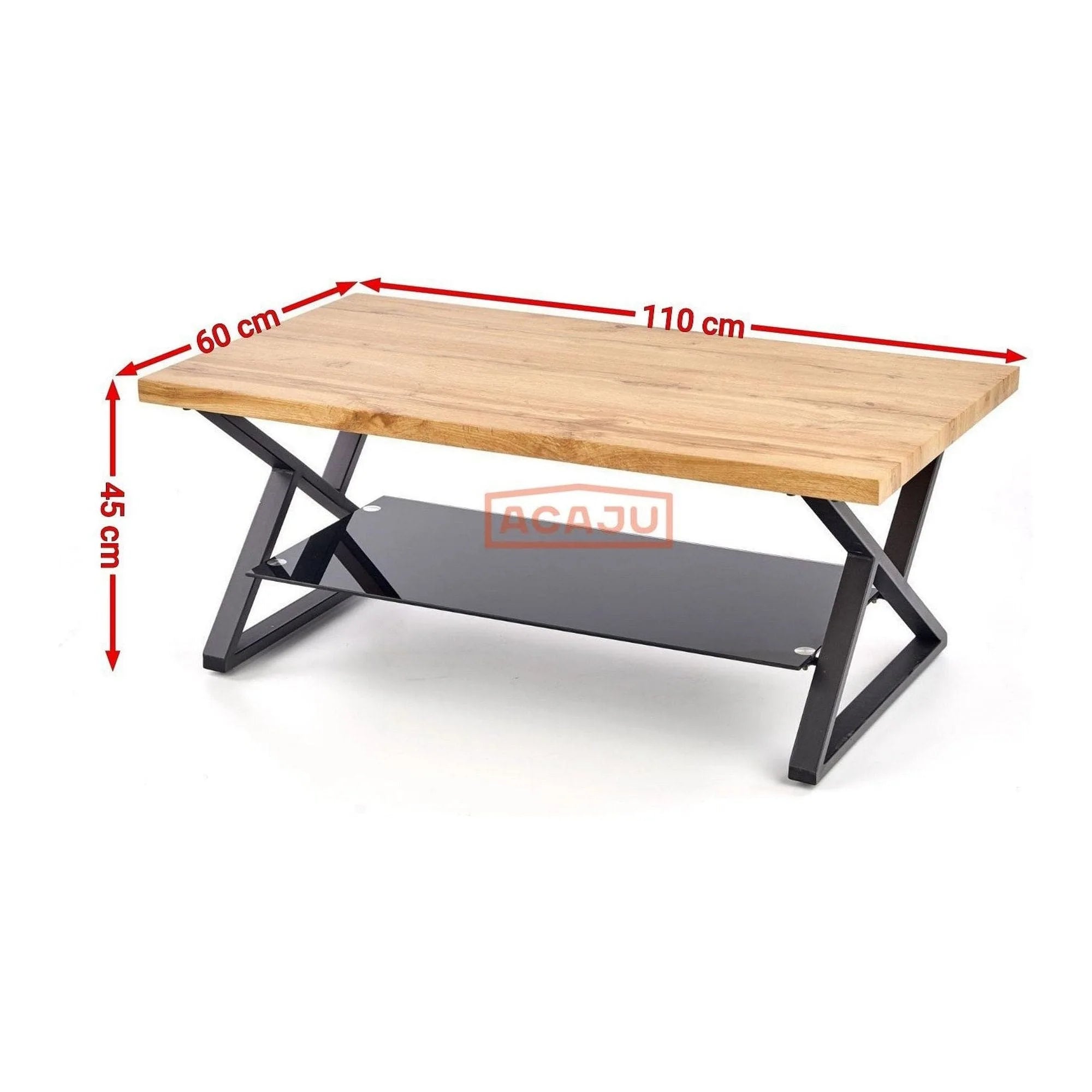 Masuta cafea XENA, negru/stejar natural, 110x60x45 cm