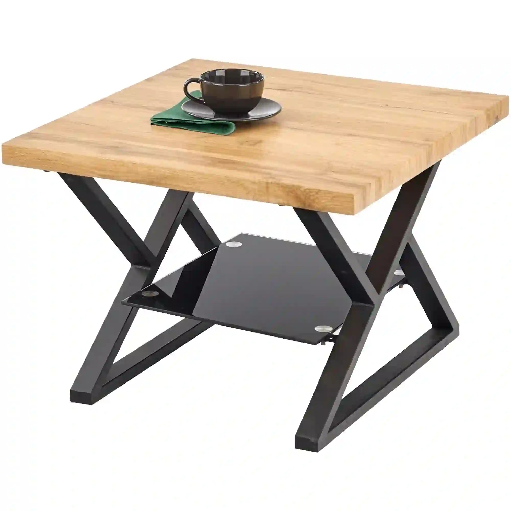 Masuta cafea XENA, stejar/negru, 60x60x45 cm