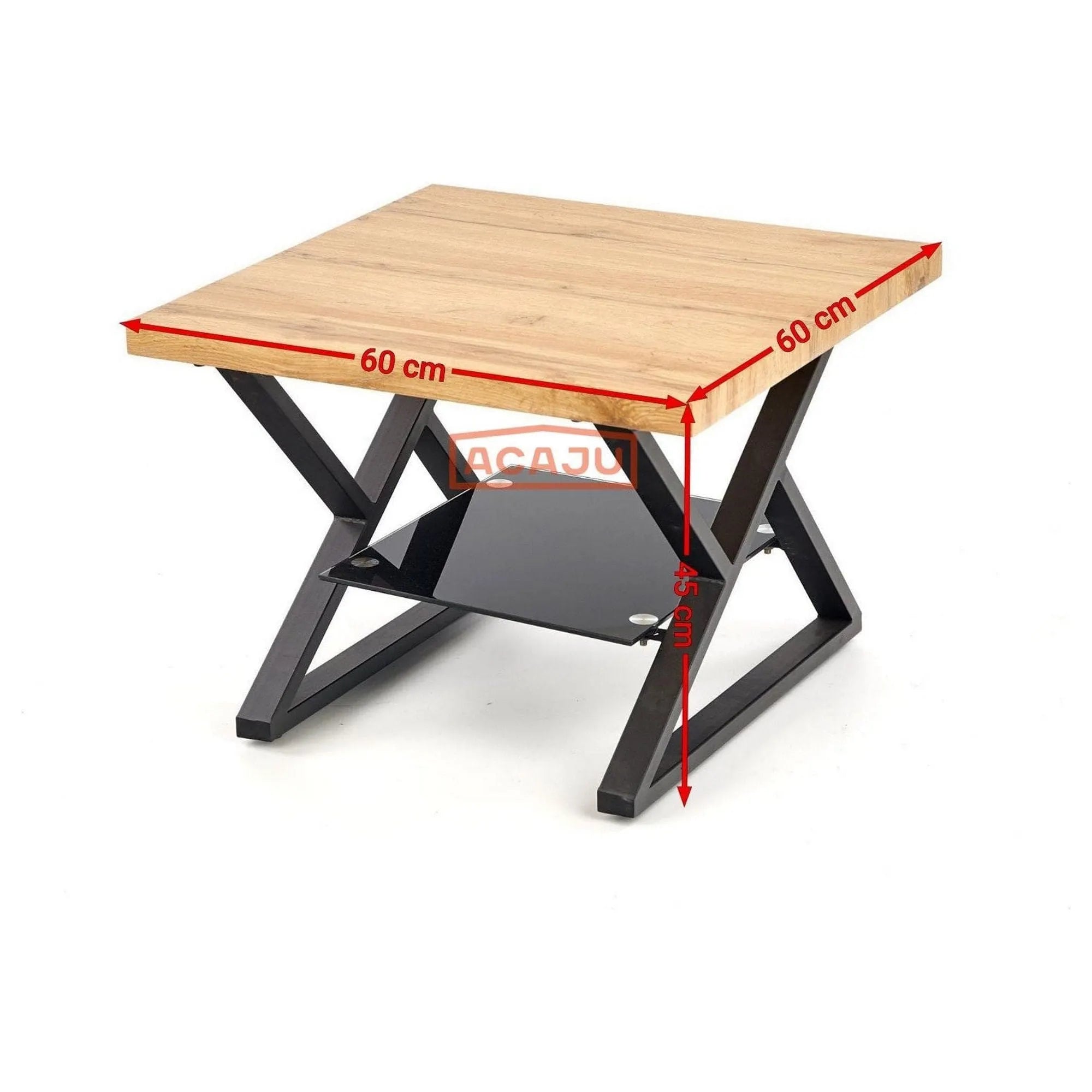 Masuta cafea XENA, stejar/negru, 60x60x45 cm