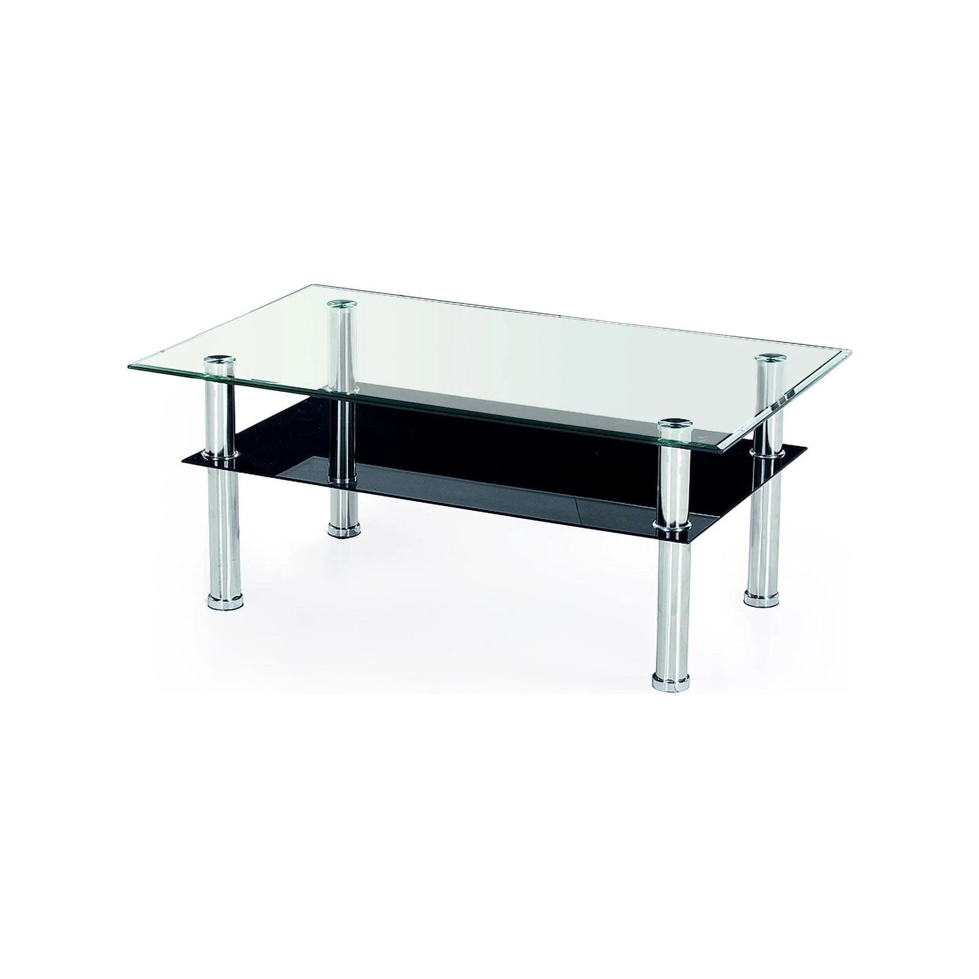 Masuta cafea YOLANDA, negru/transparent/crom, sticla/otel, 103X63X50 CM