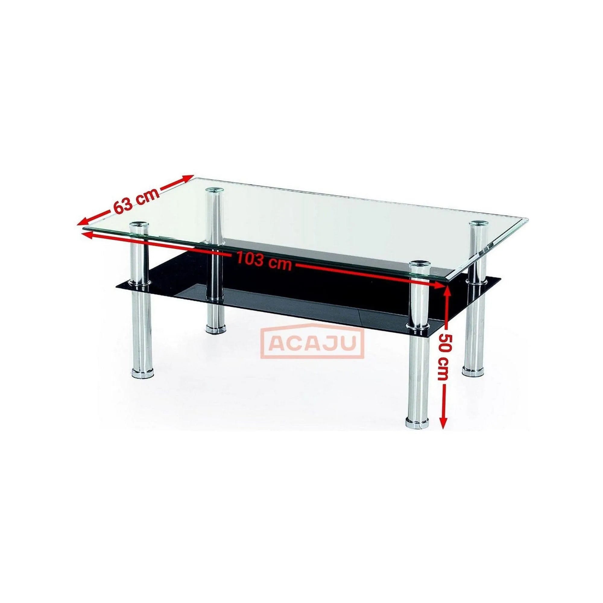 Masuta cafea YOLANDA, negru/transparent/crom, sticla/otel, 103X63X50 CM