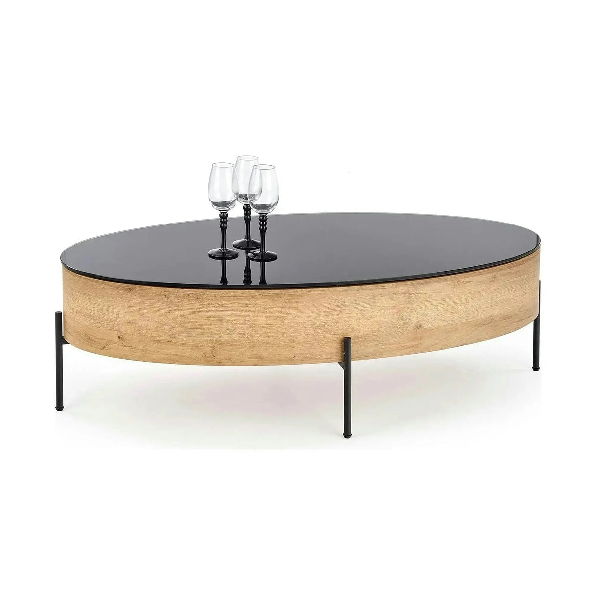 Masuta cafea ZENGA stejar auriu/negru, 120x60x37 cm