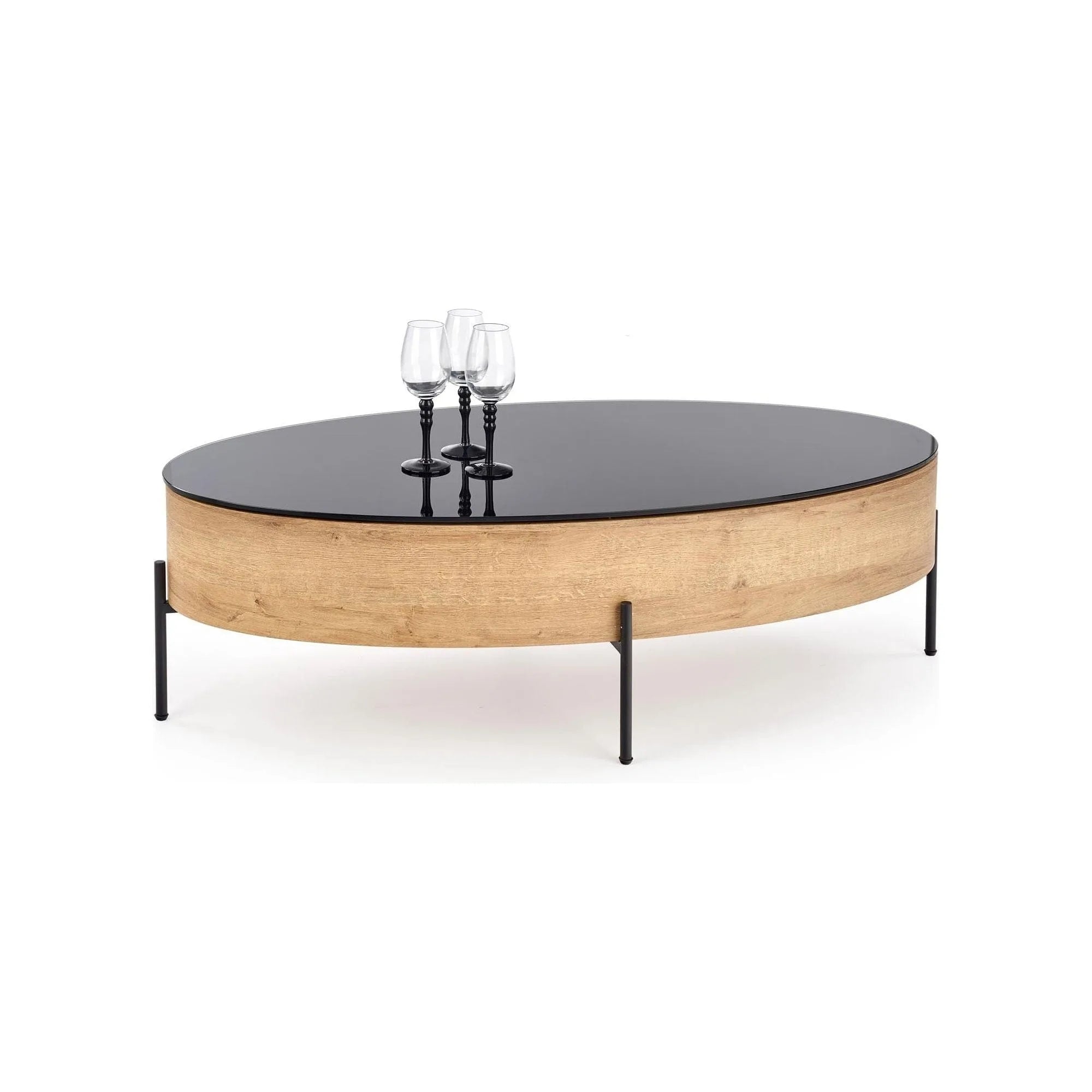 Masuta cafea ZENGA stejar auriu/negru, 120x60x37 cm