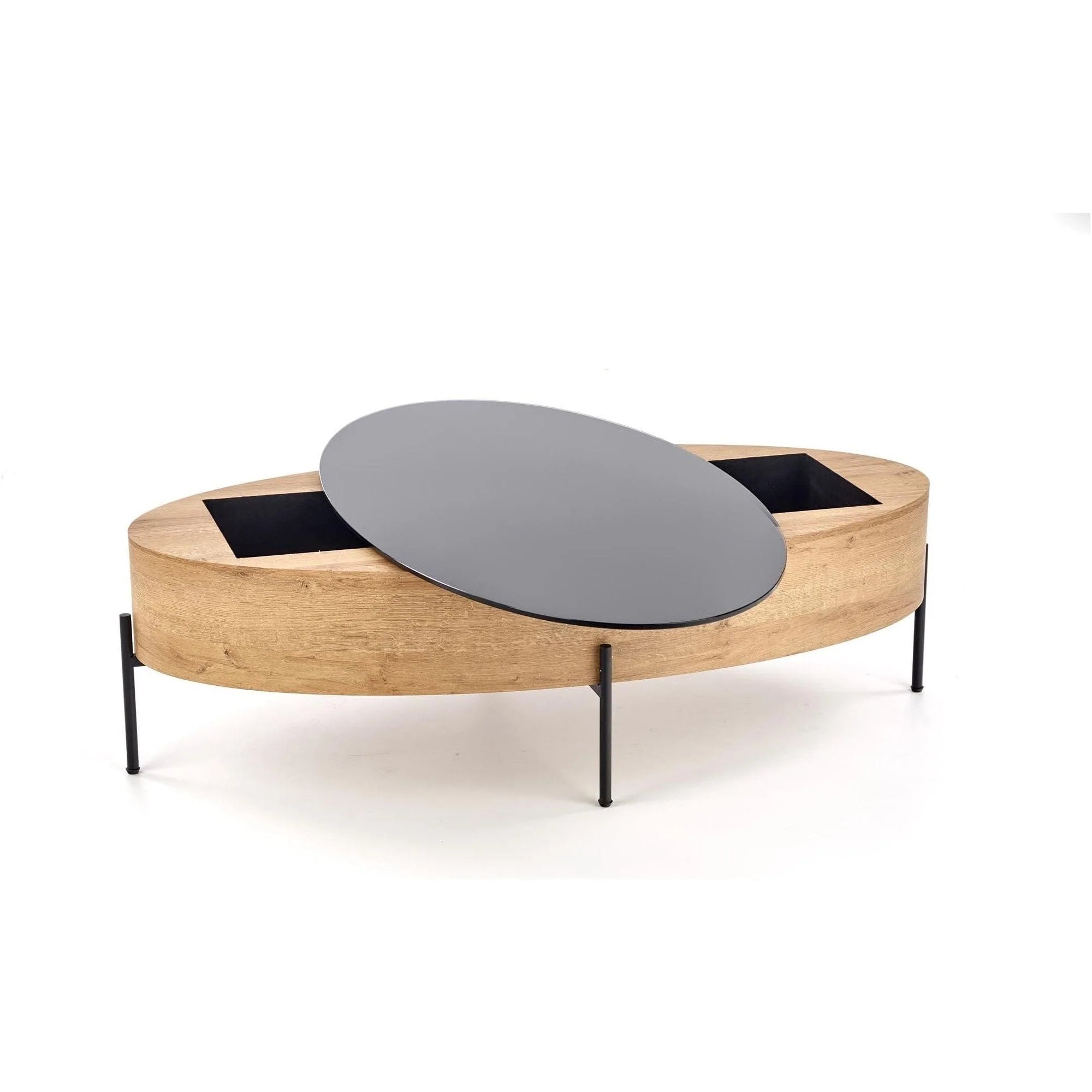 Masuta cafea ZENGA stejar auriu/negru, 120x60x37 cm