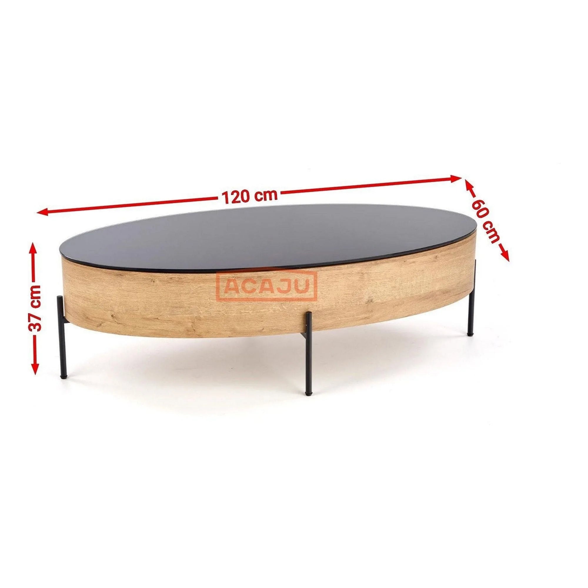 Masuta cafea ZENGA stejar auriu/negru, 120x60x37 cm