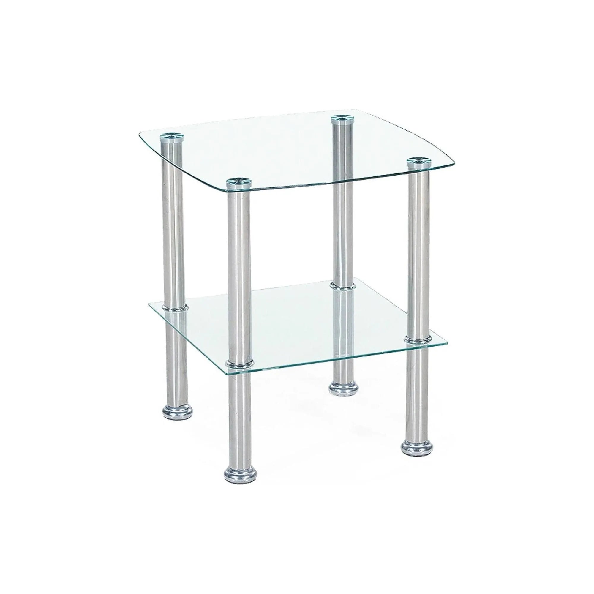 Masuta Canaria, transparent/argintiu, sticla/otel, 45X45X51 CM