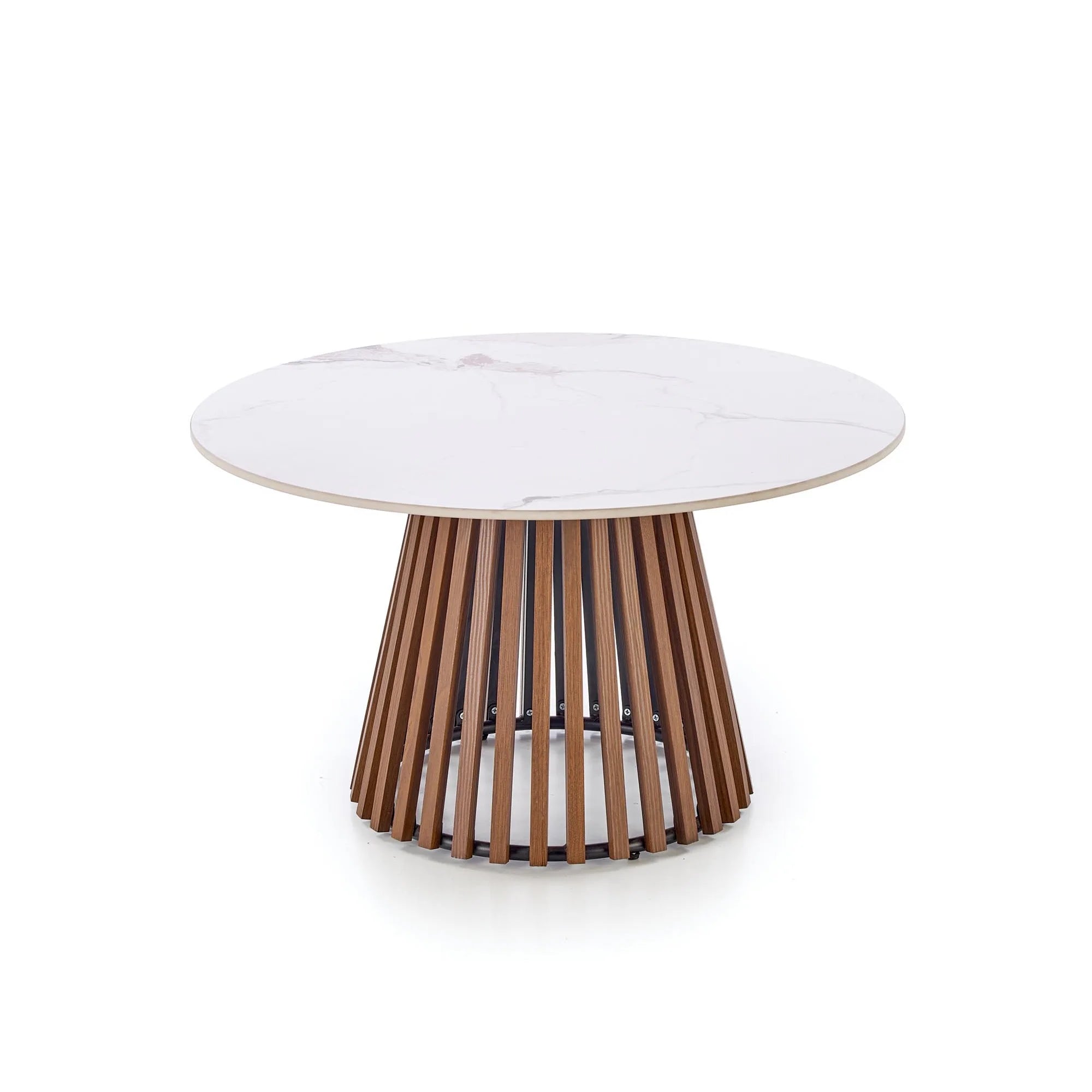 Masuta CARINA, bej cu efect de marmura/nuc, piatra sinterizata, 80x46 cm