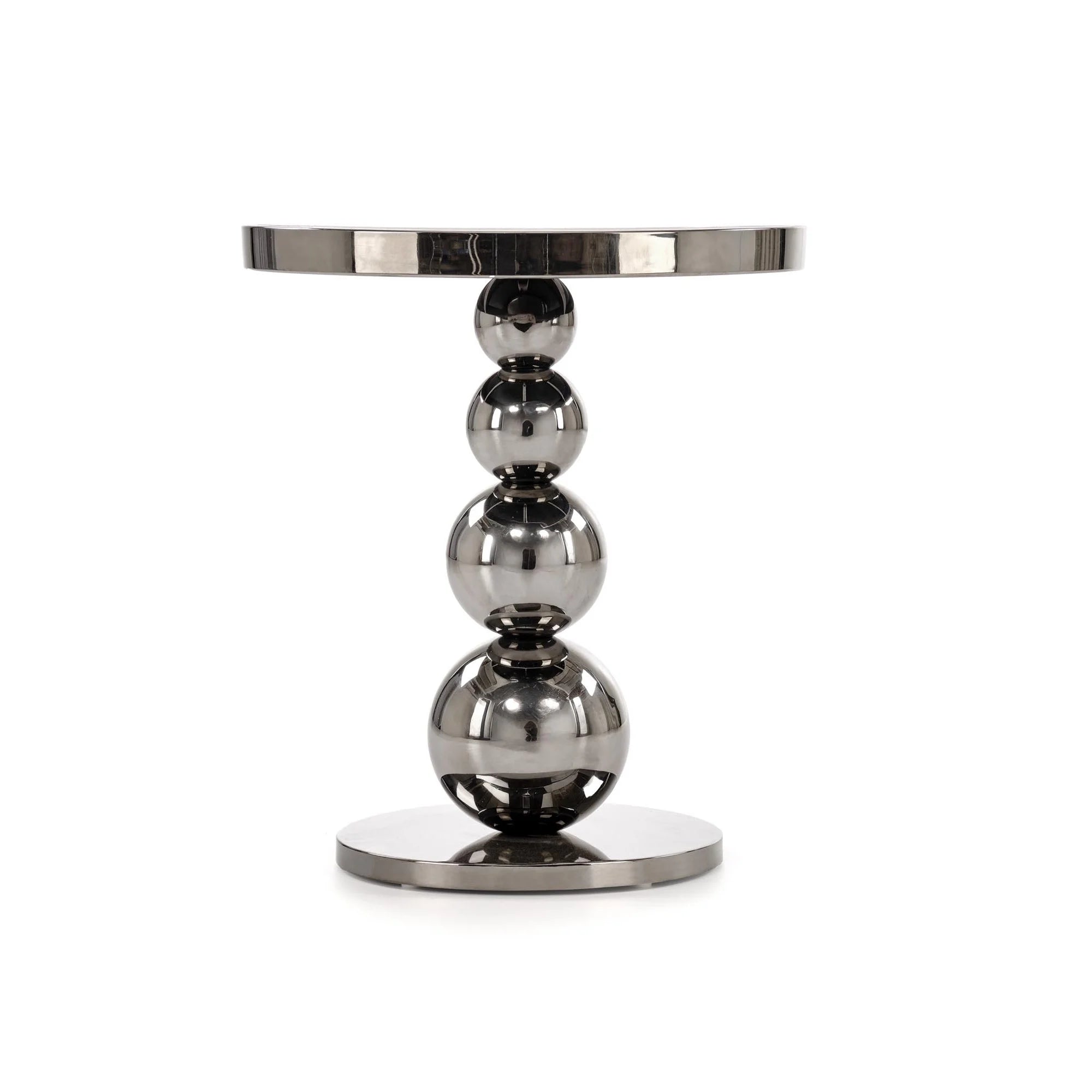 Masuta CARLA, negru/argintiu, sticla/metal, 40x46 cm