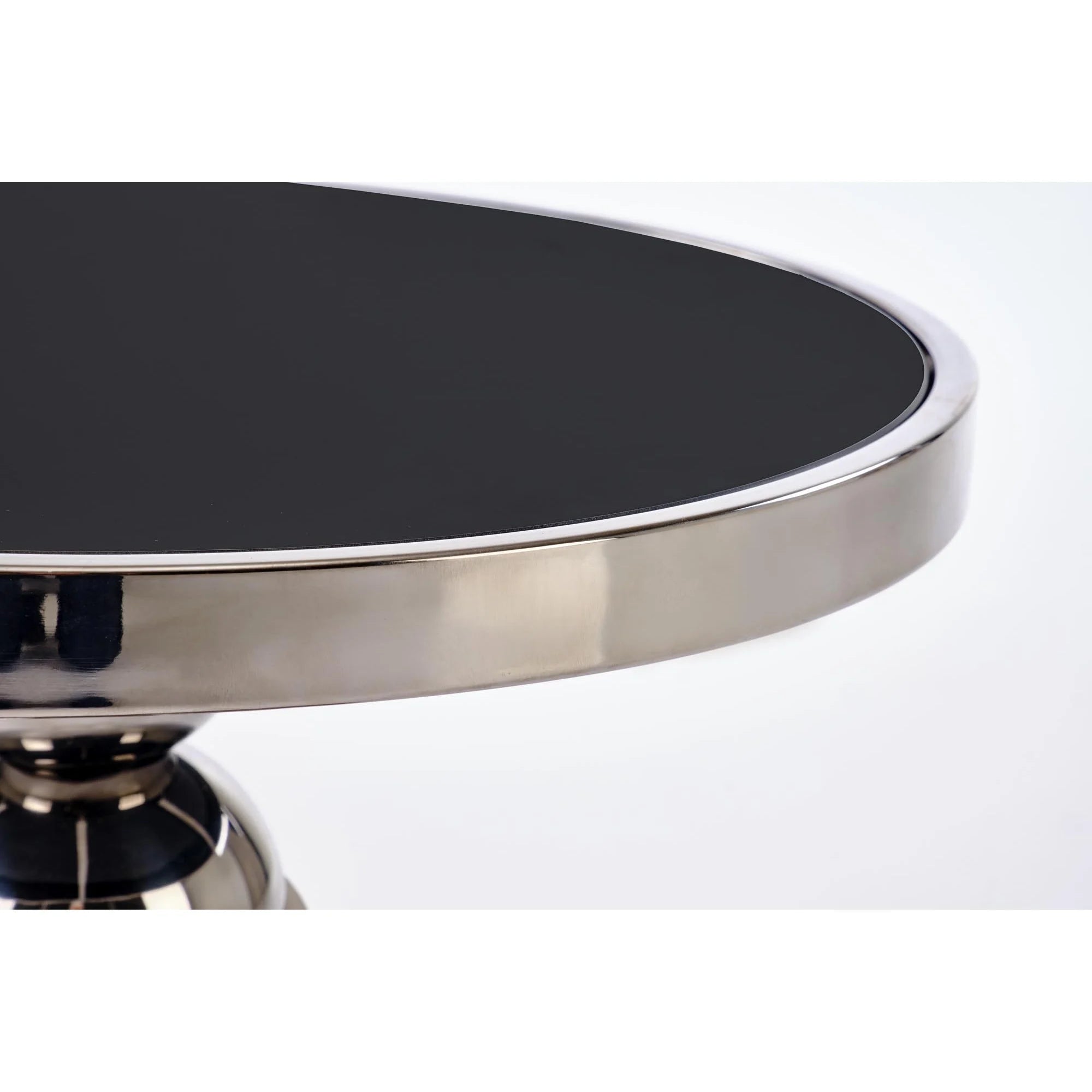 Masuta CARLA, negru/argintiu, sticla/metal, 40x46 cm