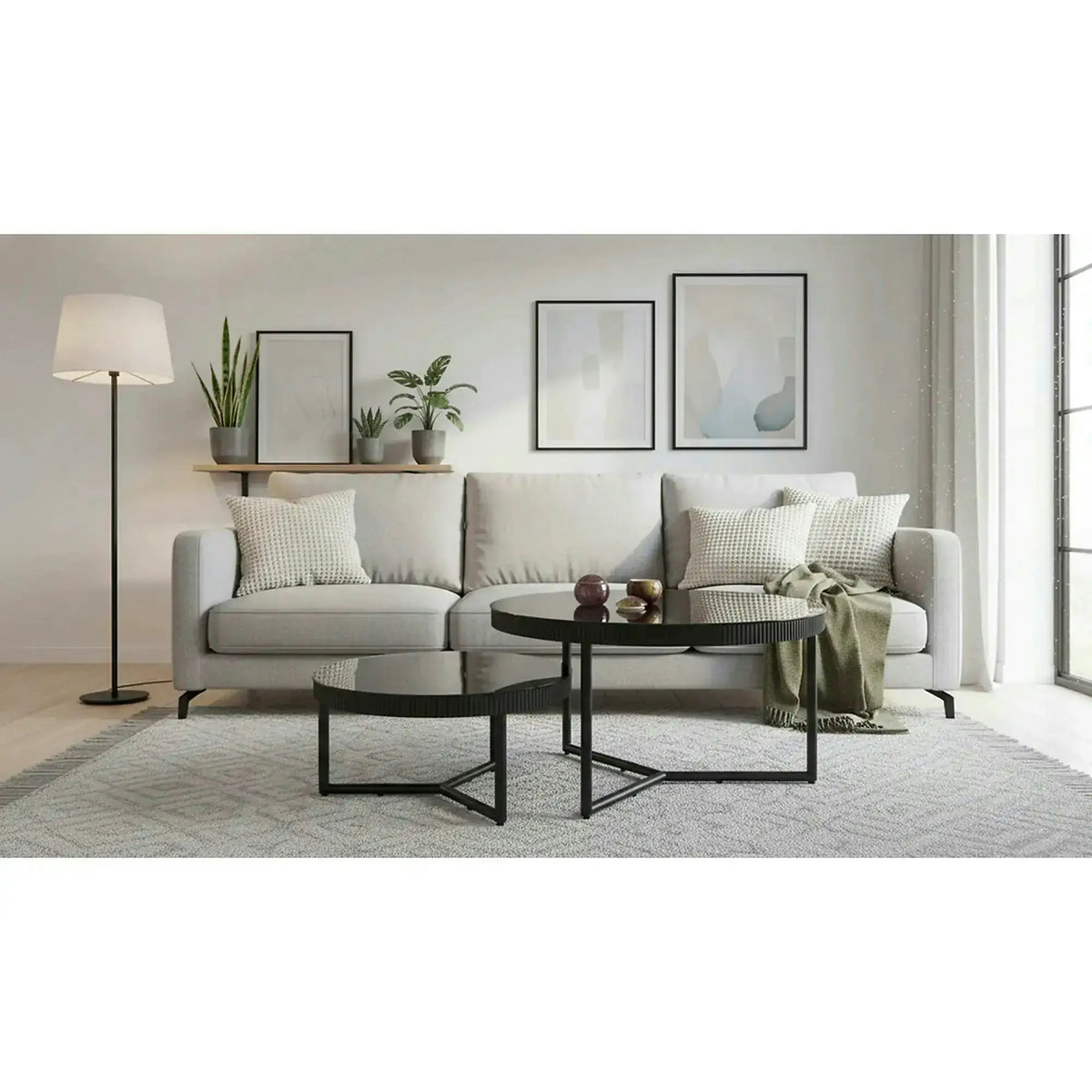 Masuta COSMO, negru, sticla/otel, 80x45 cm