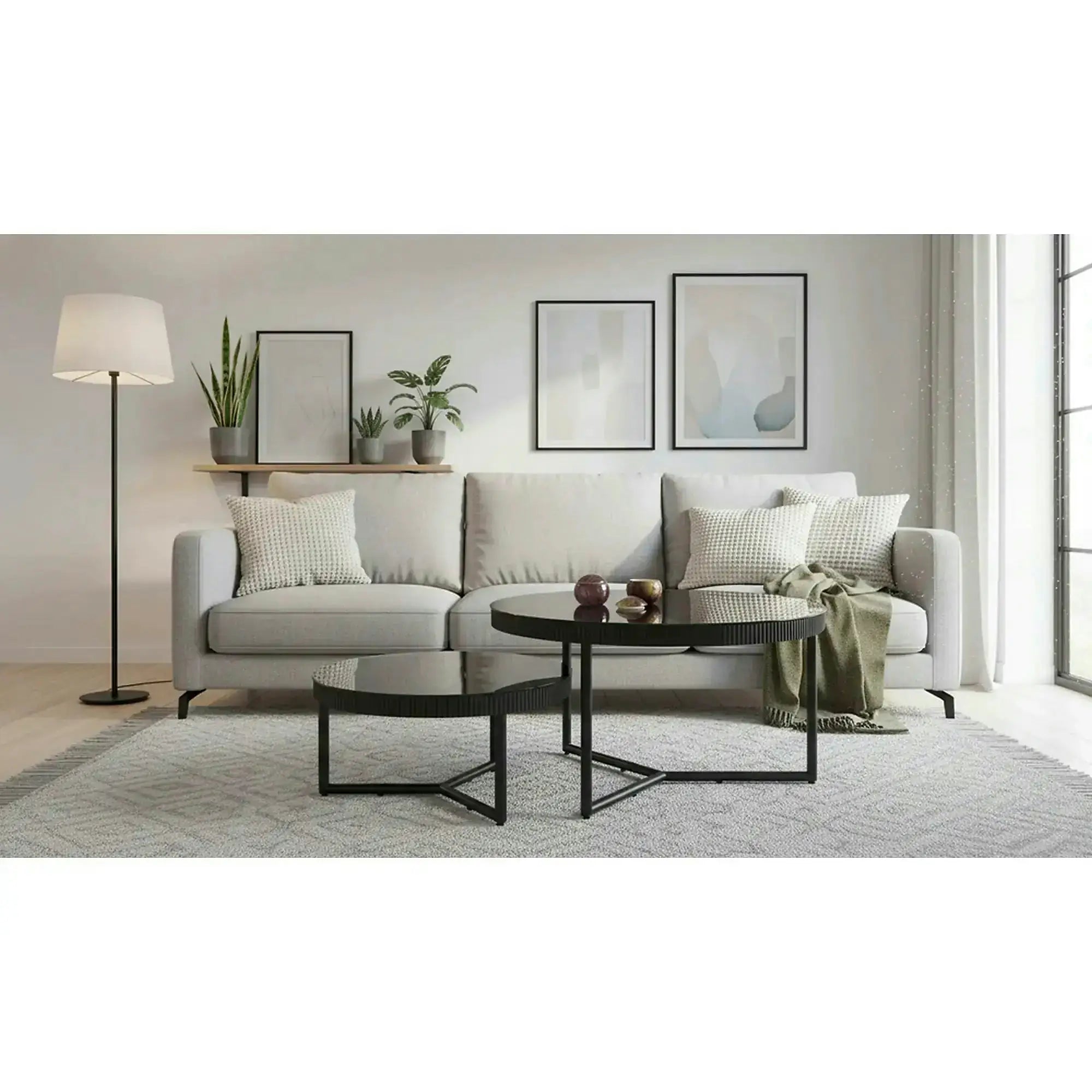 Masuta COSMO, negru, sticla/otel, 80x45 cm