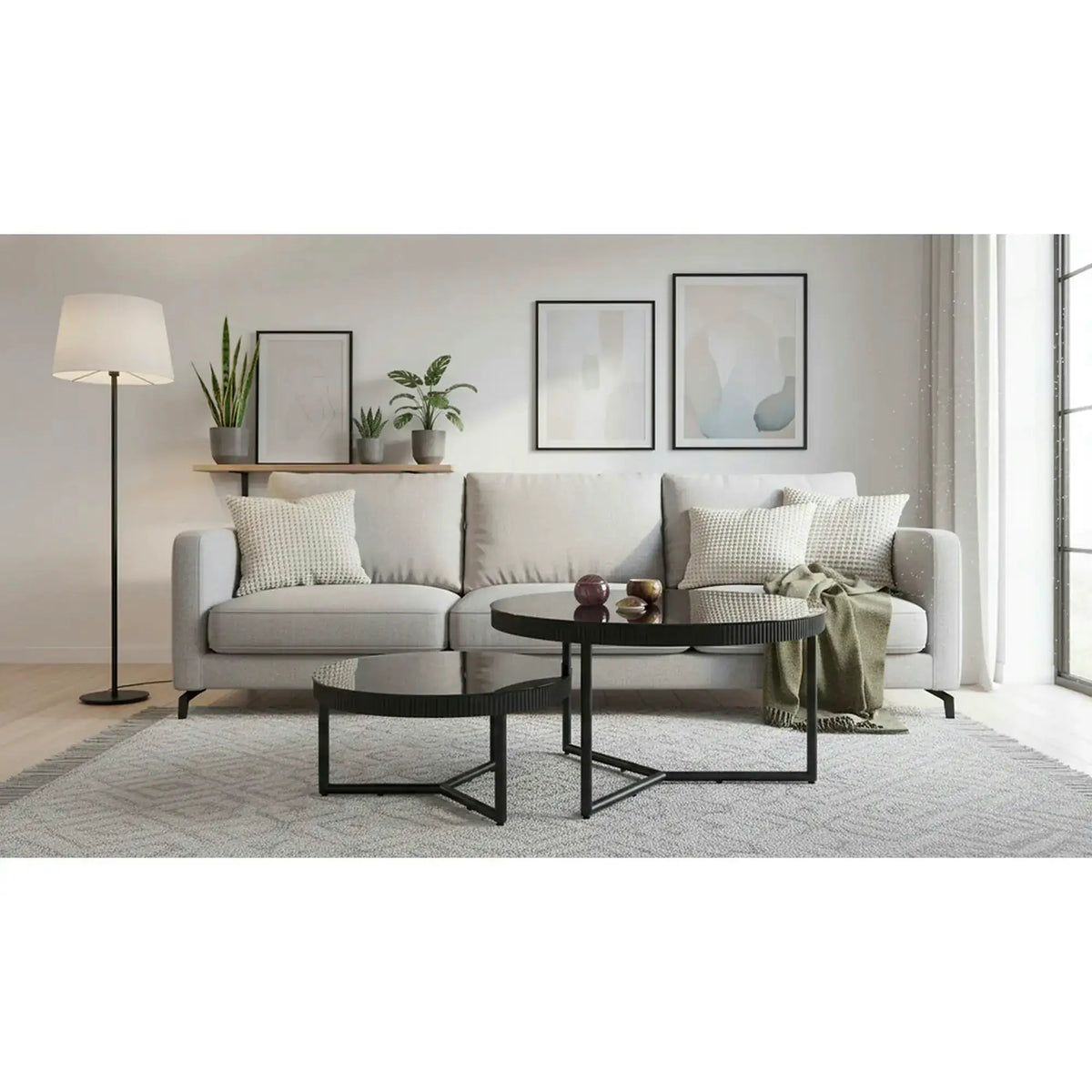Masuta COSMO S, negru, sticla/otel, 60x30 cm