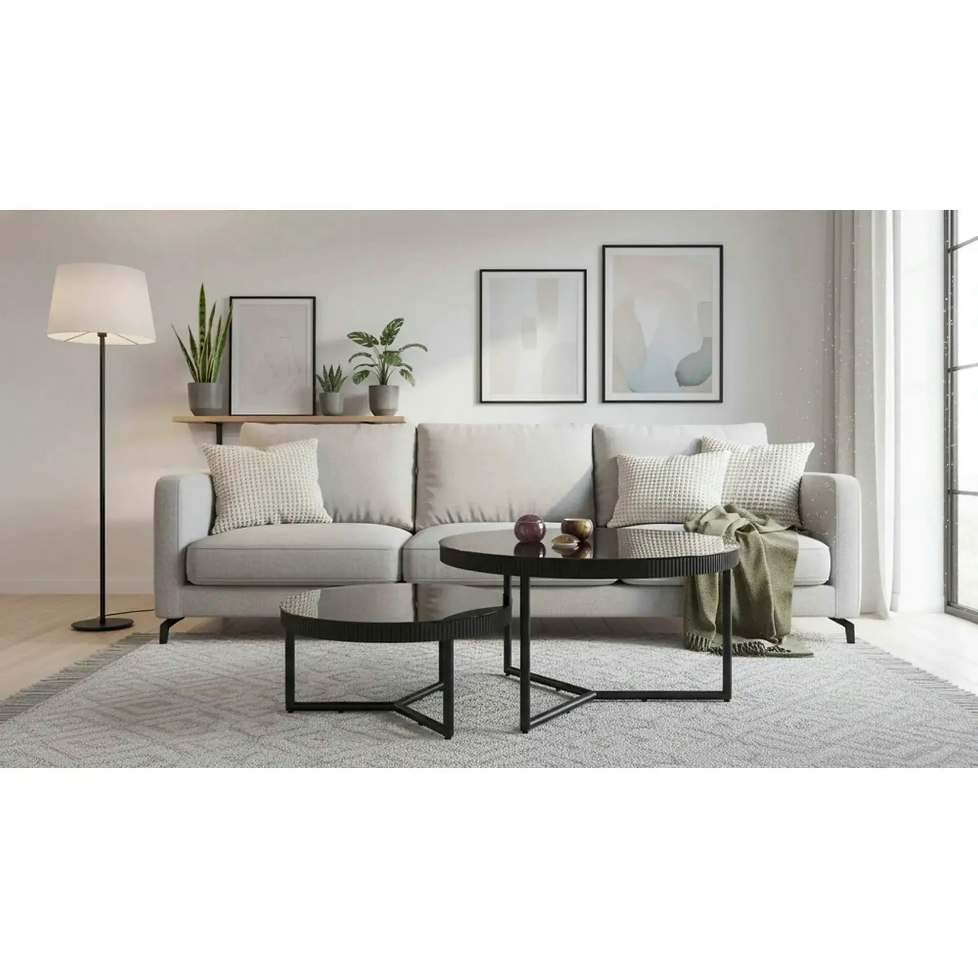 Masuta COSMO S, negru, sticla/otel, 60x30 cm