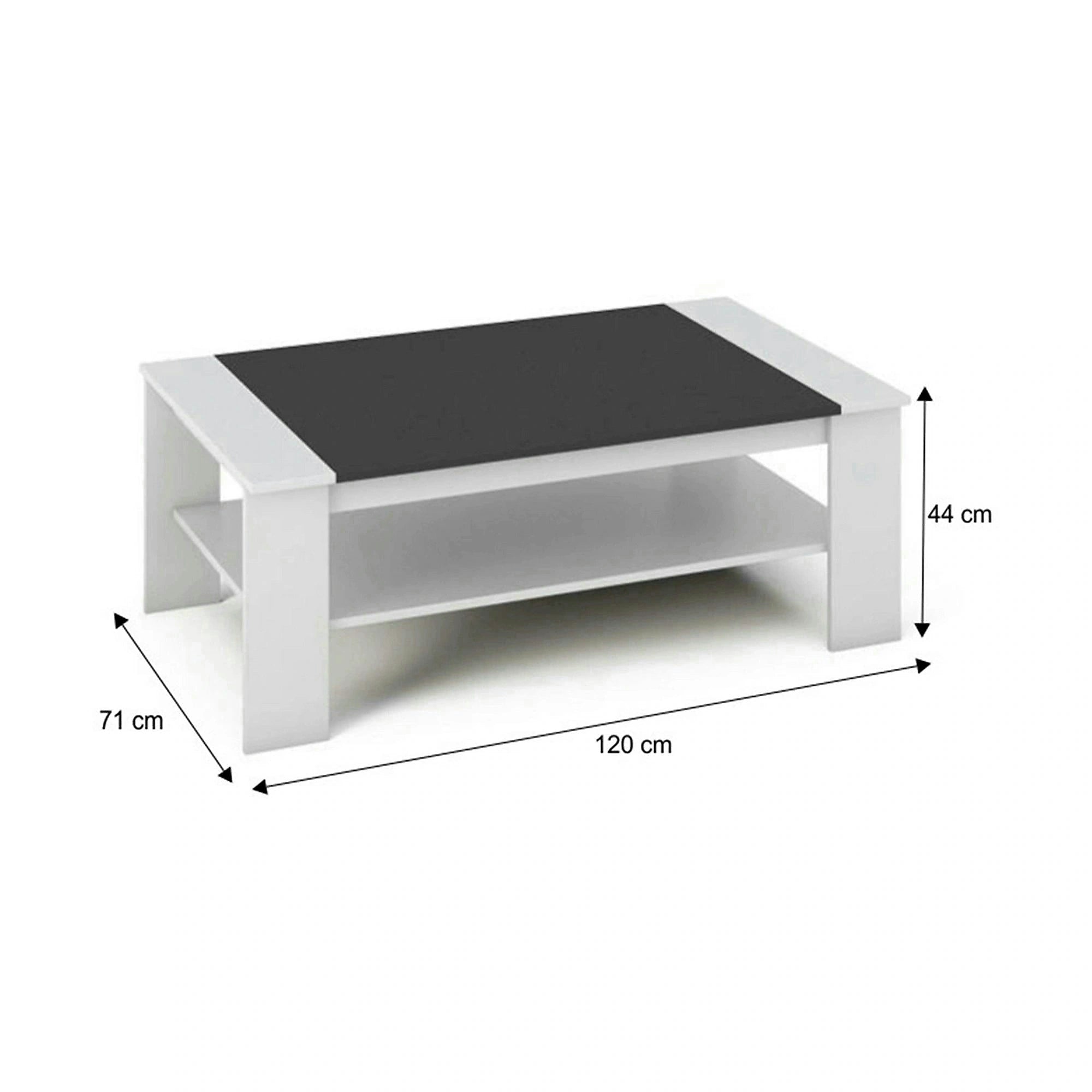 Masuta de cafea BAKER, alb/negru, PAL melaminat/canturi/ABS, 120x71x44 cm