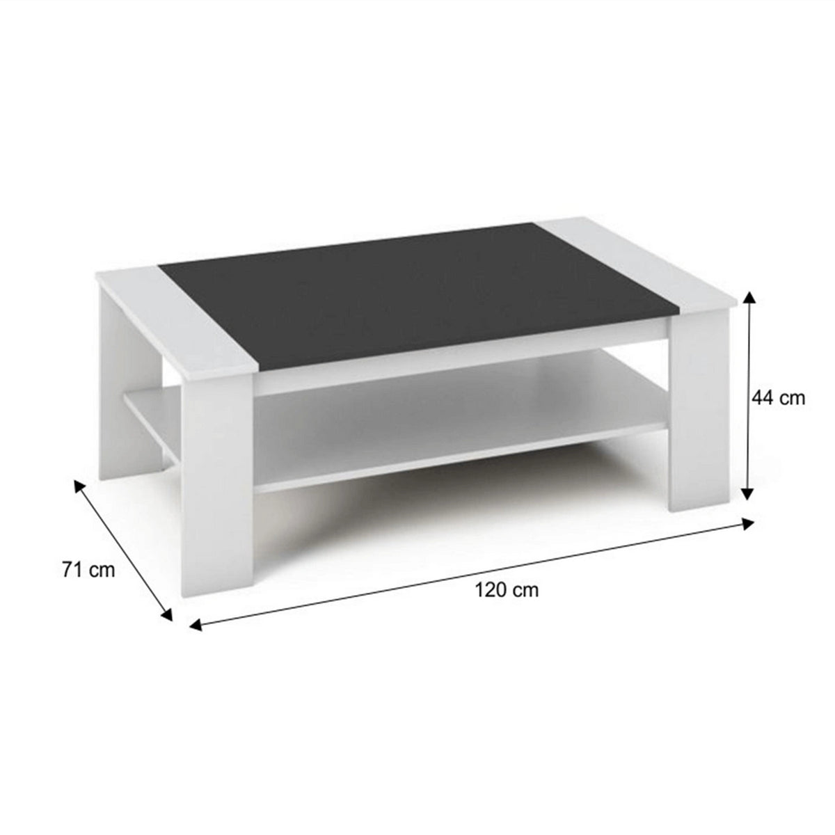 Masuta de cafea BAKER, alb/negru, PAL melaminat/canturi/ABS, 120x71x44 cm