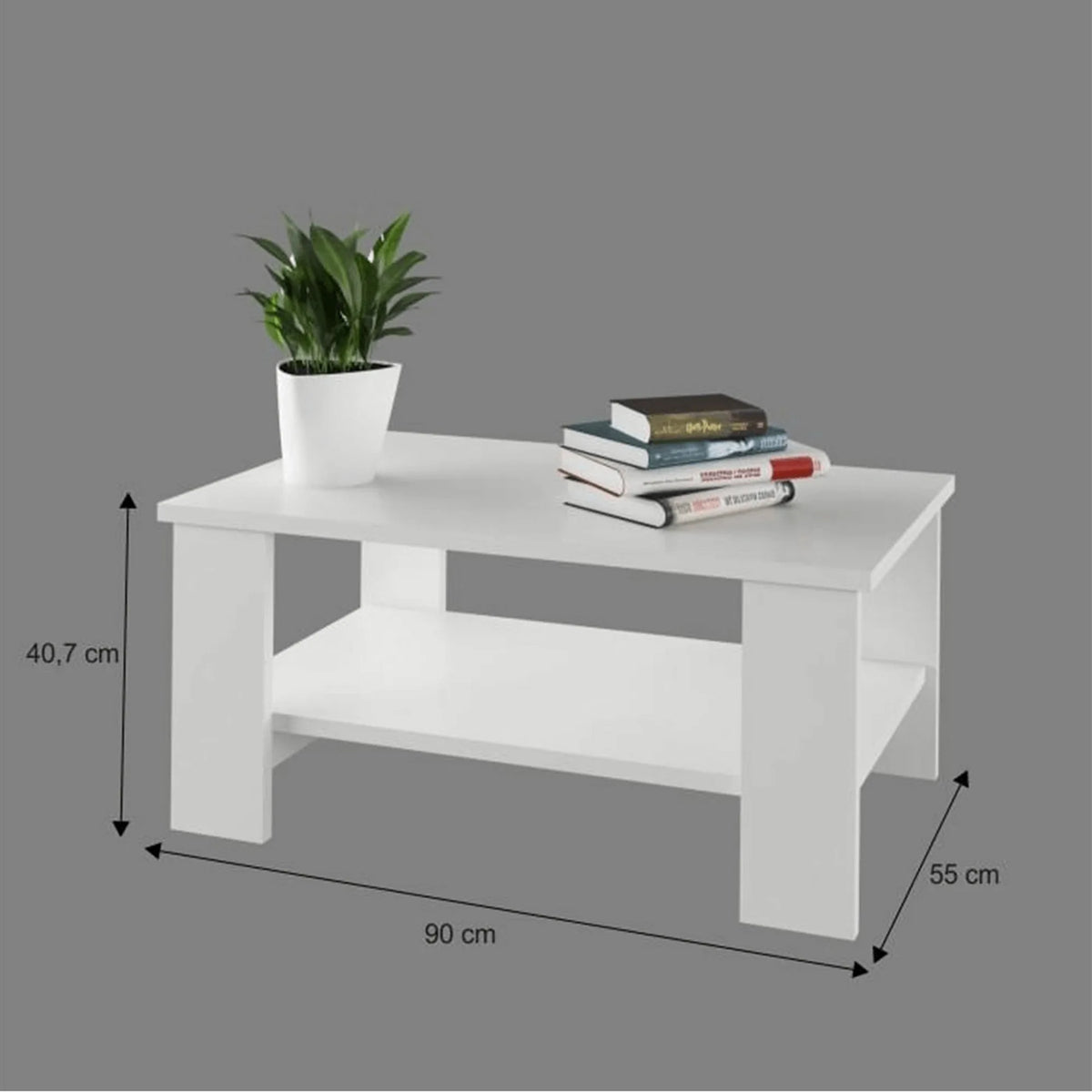 Masuta de cafea BERNARDO, alb, PAL melaminat, 90x55x41 cm