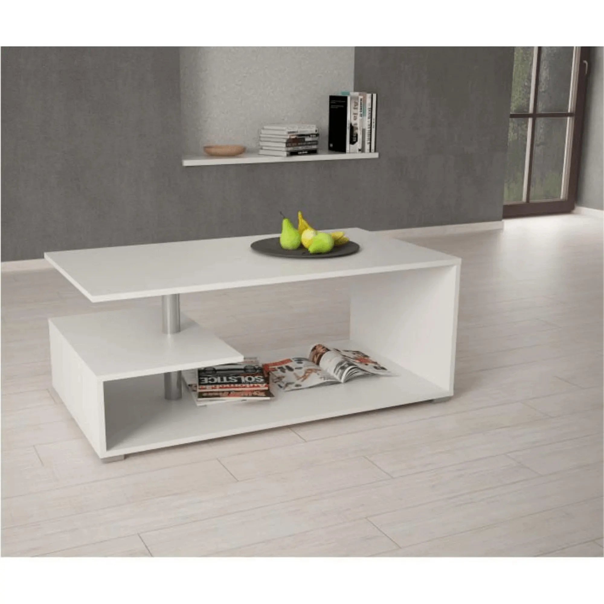 Masuta de cafea DORISA, alb, PAL melaminat, 110x60x45 cm