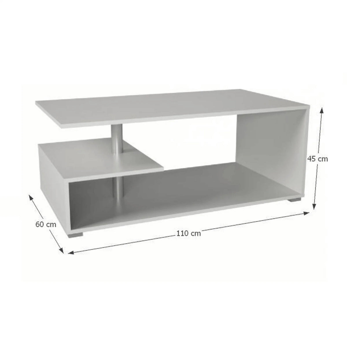 Masuta de cafea DORISA, alb, PAL melaminat, 110x60x45 cm