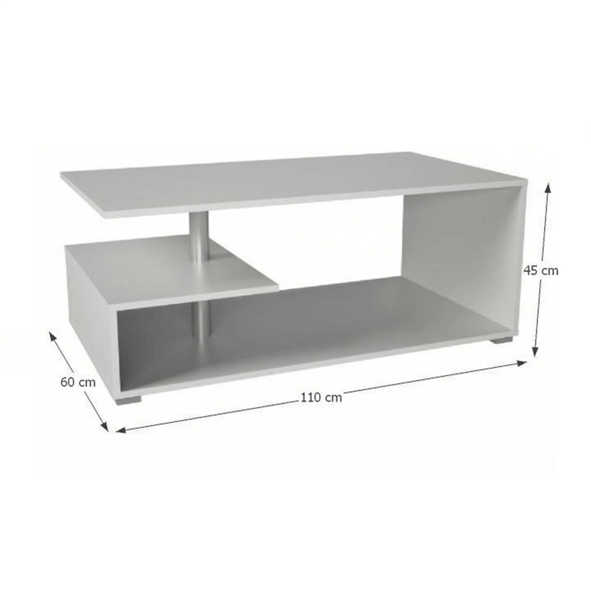 Masuta de cafea DORISA, alb, PAL melaminat, 110x60x45 cm