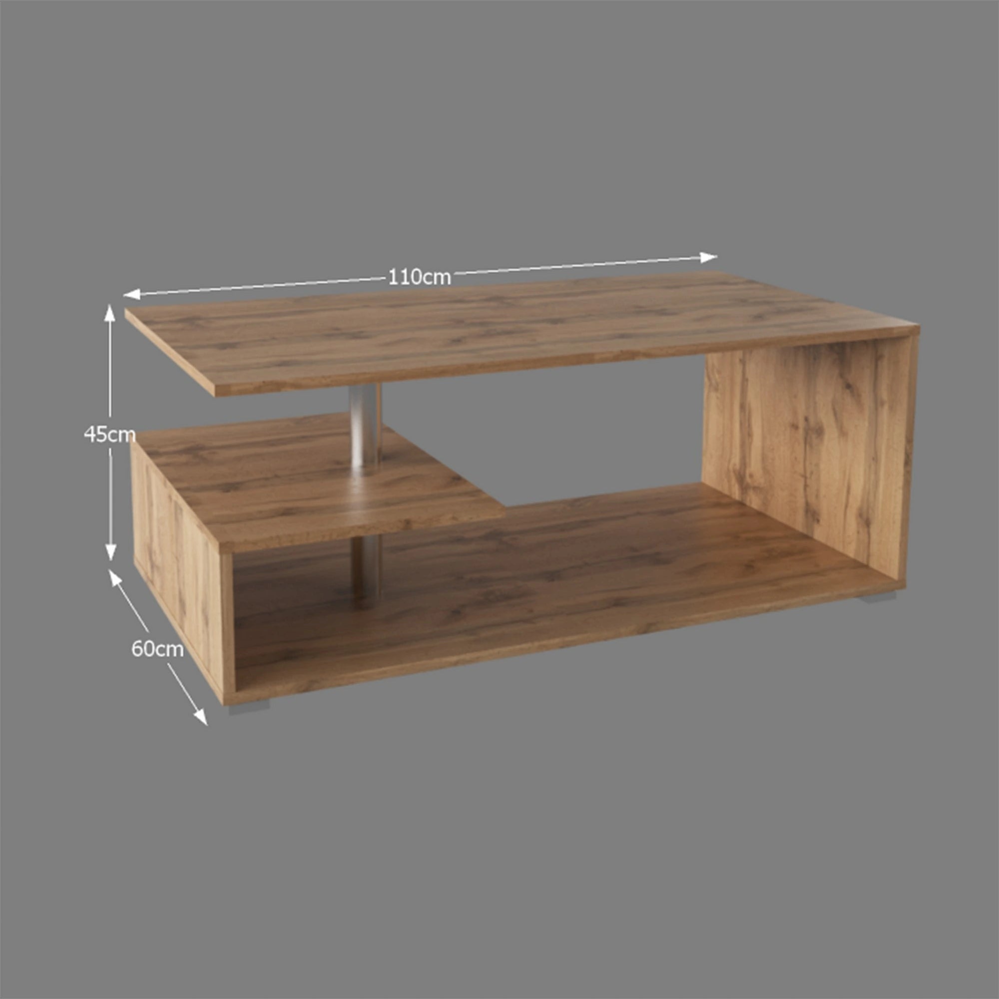 Masuta de cafea DORISA, stejar wotan, PAL/plastic, 110x60x45 cm