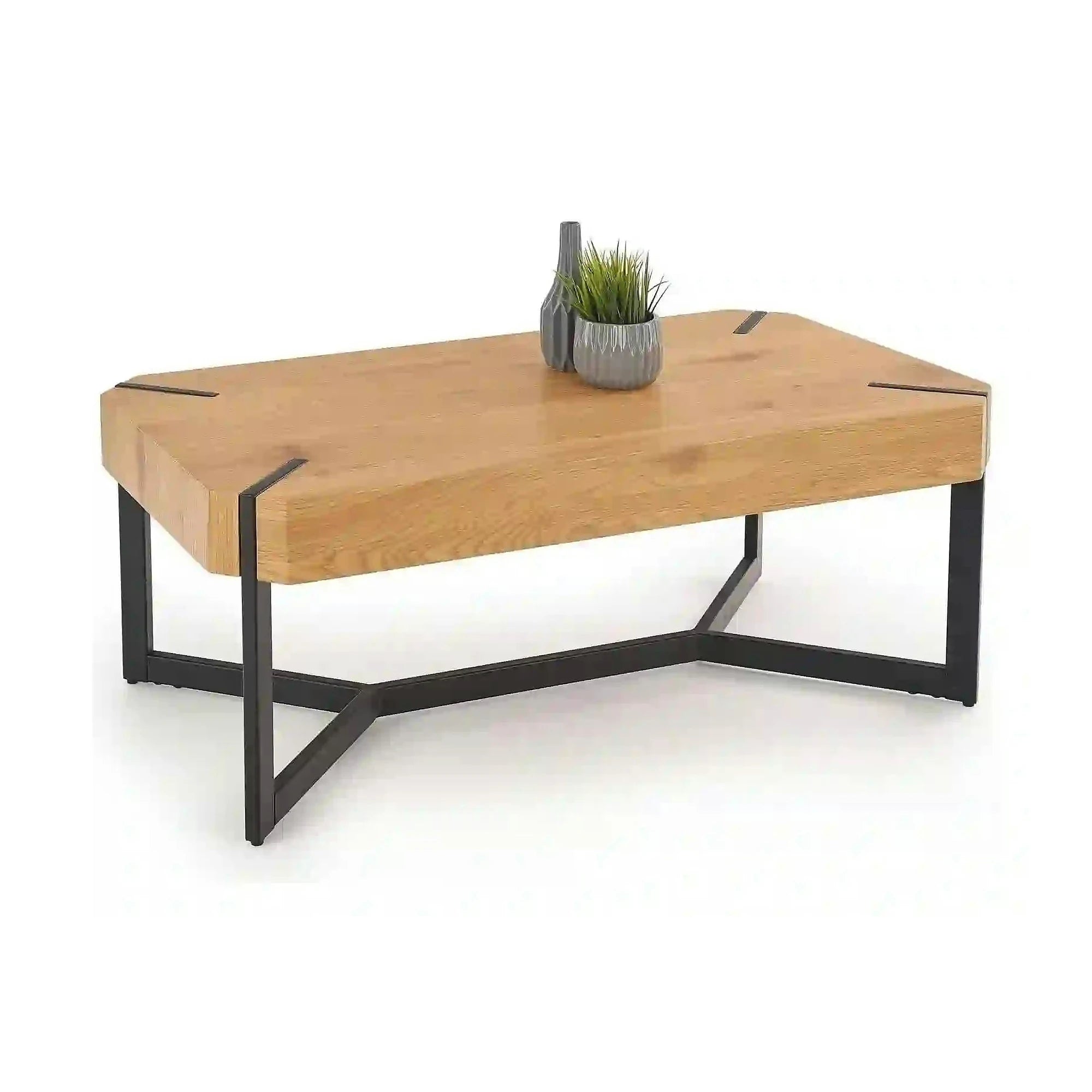 Masuta de cafea dreptughiulara LAVIDA, stejar auriu/negru, 110x60x43 cm