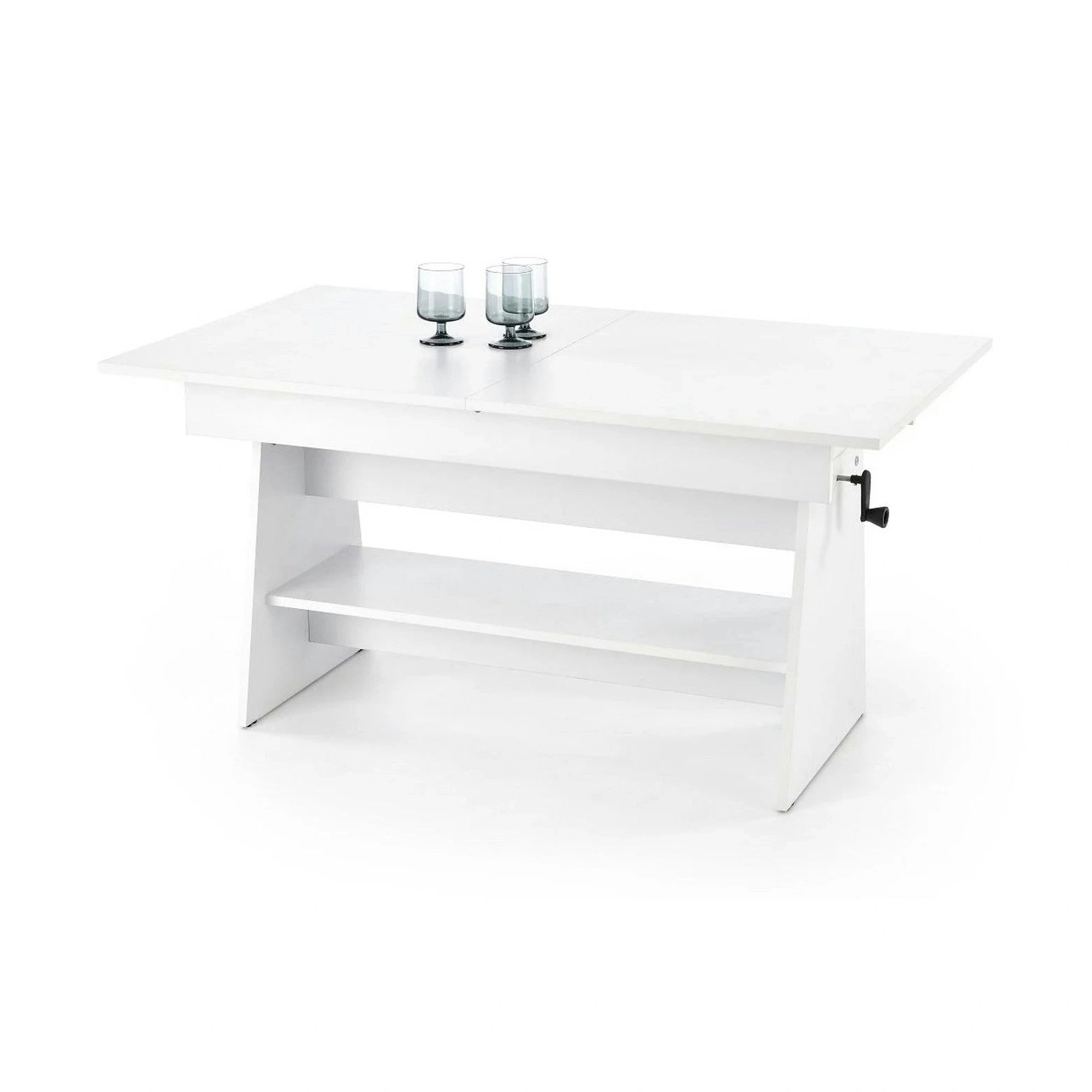 Masuta de cafea extensibila ERIKA, alb, PAL laminat, 120/160x70x61/72 cm
