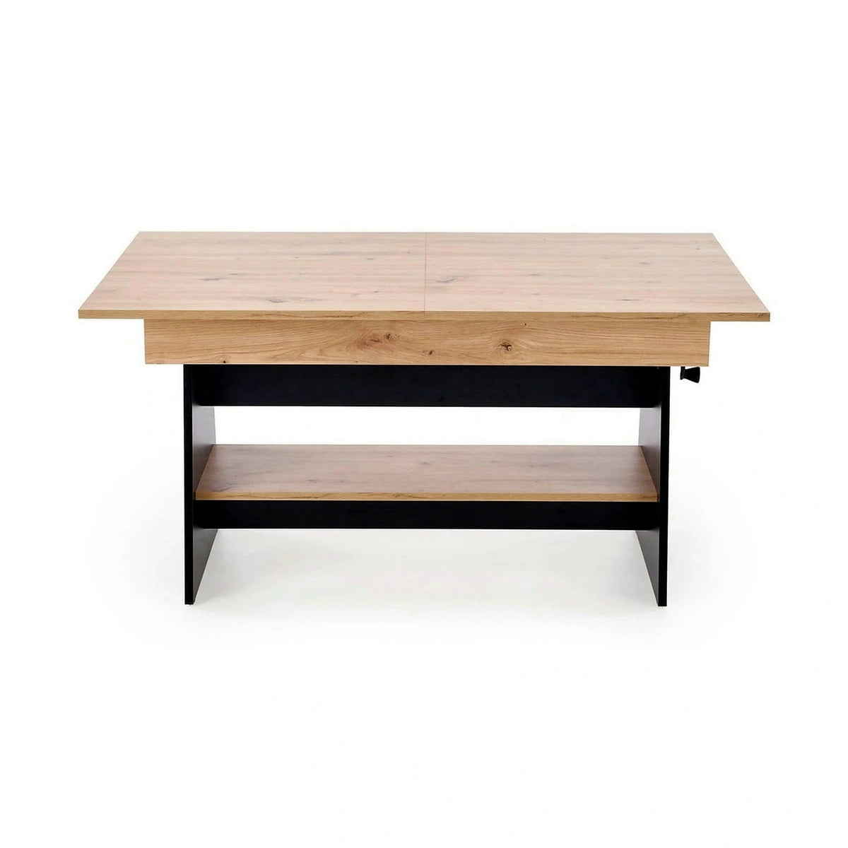 Masuta de cafea extensibila ERIKA, stejar artisan/negru, PAL laminat, 120/160x70x61/72 cm