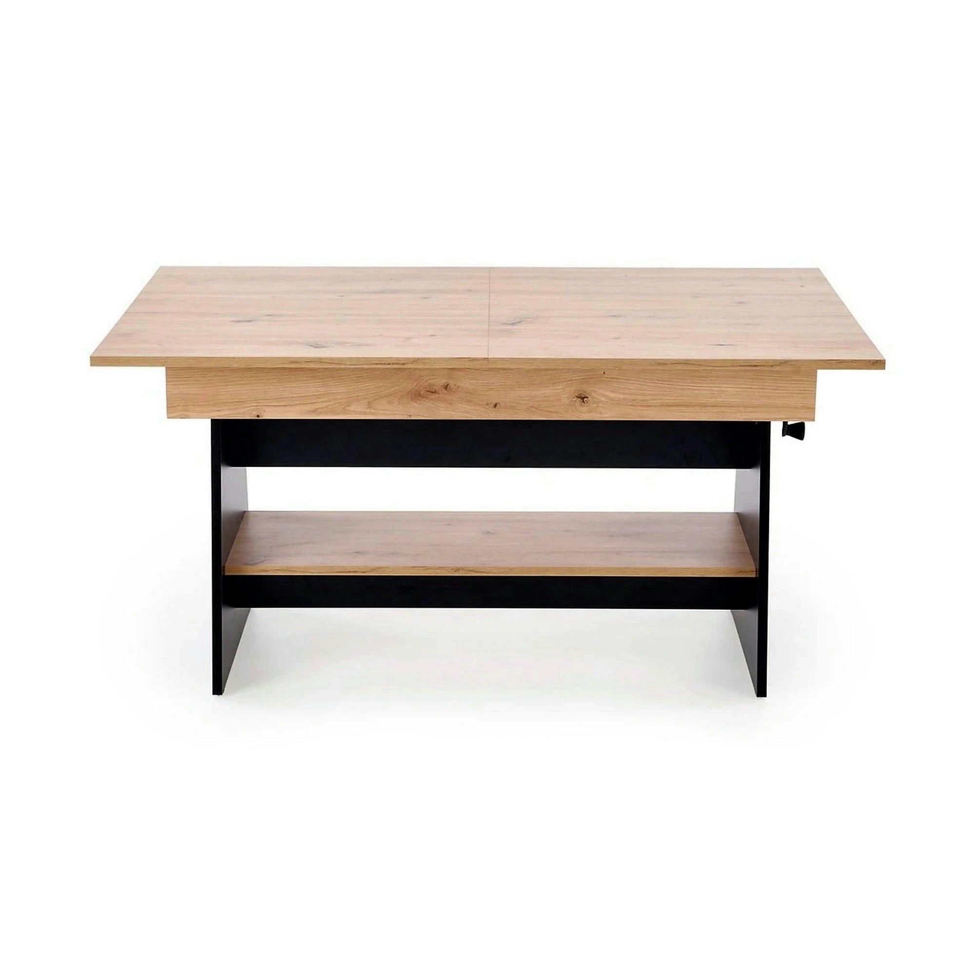 Masuta de cafea extensibila ERIKA, stejar artisan/negru, PAL laminat, 120/160x70x61/72 cm
