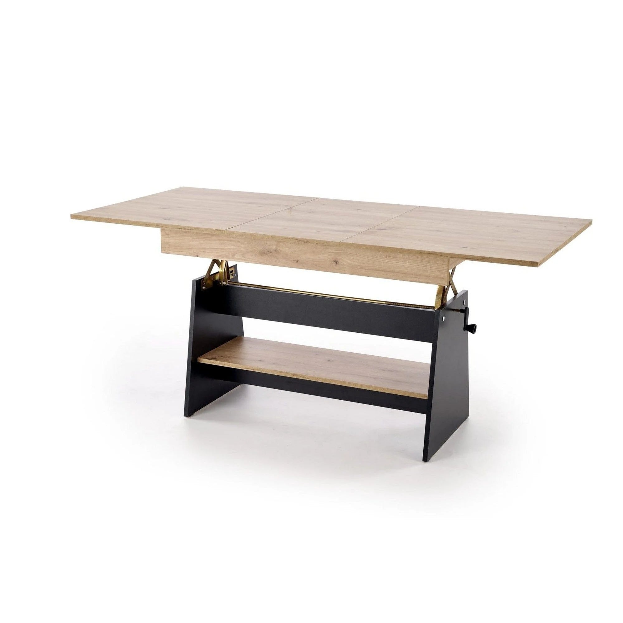 Masuta de cafea extensibila ERIKA, stejar artisan/negru, PAL laminat, 120/160x70x61/72 cm